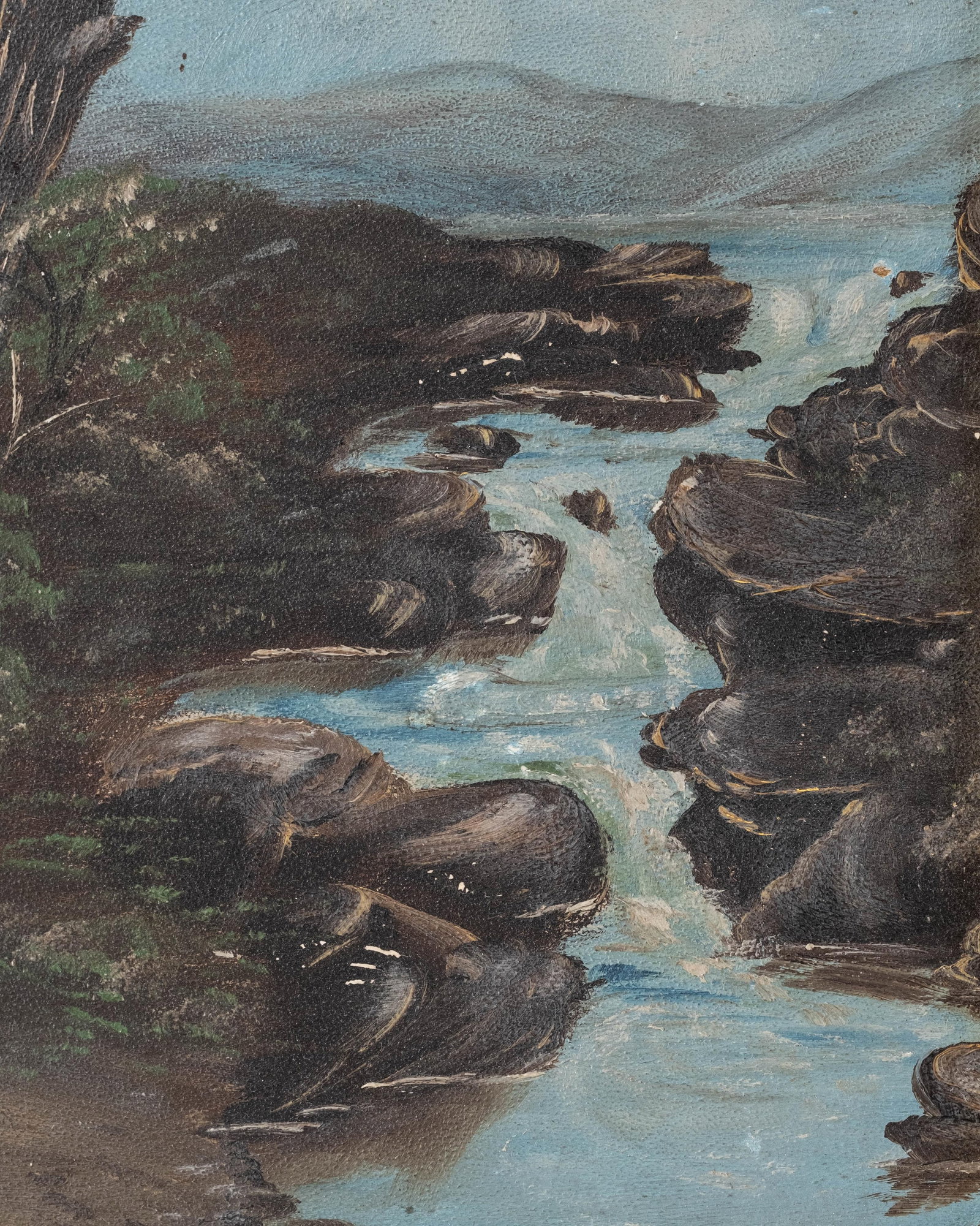 No Reserve- Pair of Late 19th Century Primitive Landscape Oil Paintings - 4