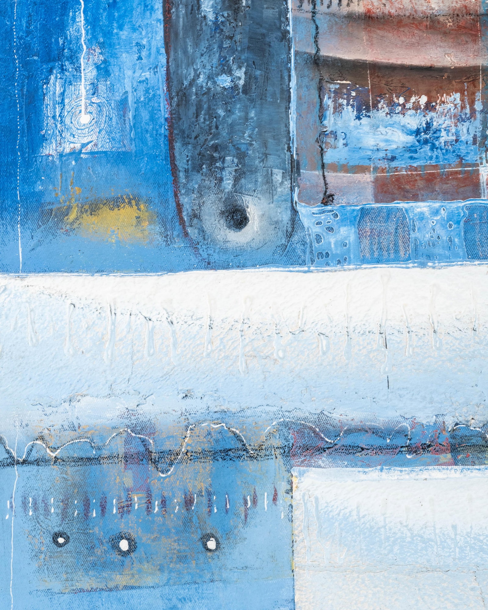 No Reserve- Salifoura Centre Of Interest Abstract Oil Painting, 2008, Signed - 7