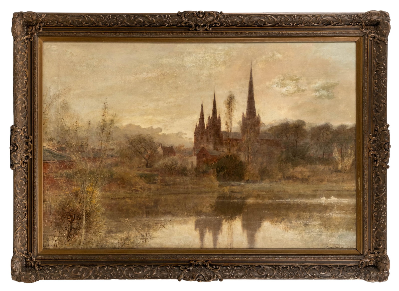 No Reserve- Albert Goodwin British Lichfield Oil Painting, 1902, Signed - 3