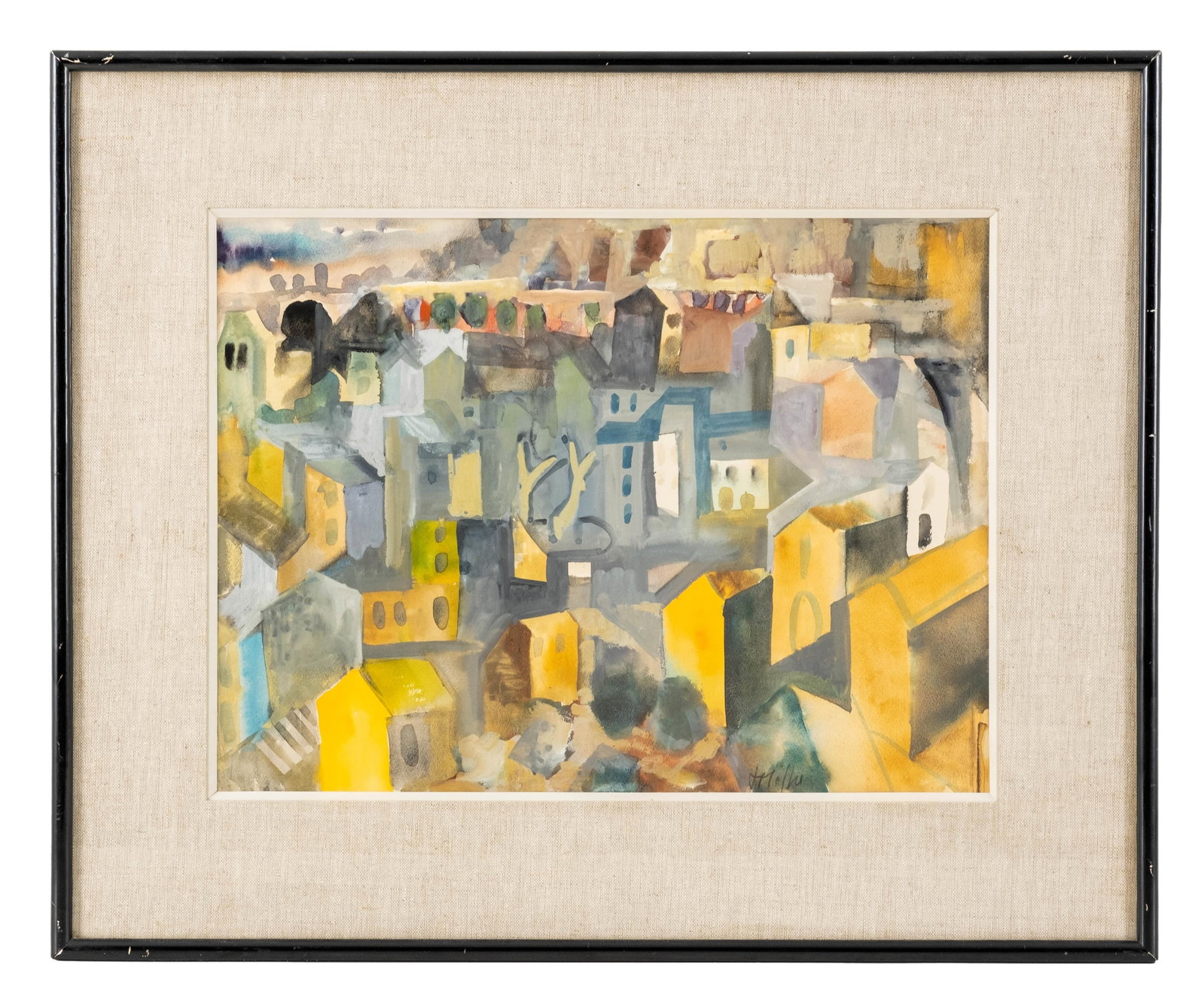 No Reserve- Armand Meffre Rooftops Of The City Watercolor Painting, Signed - 3