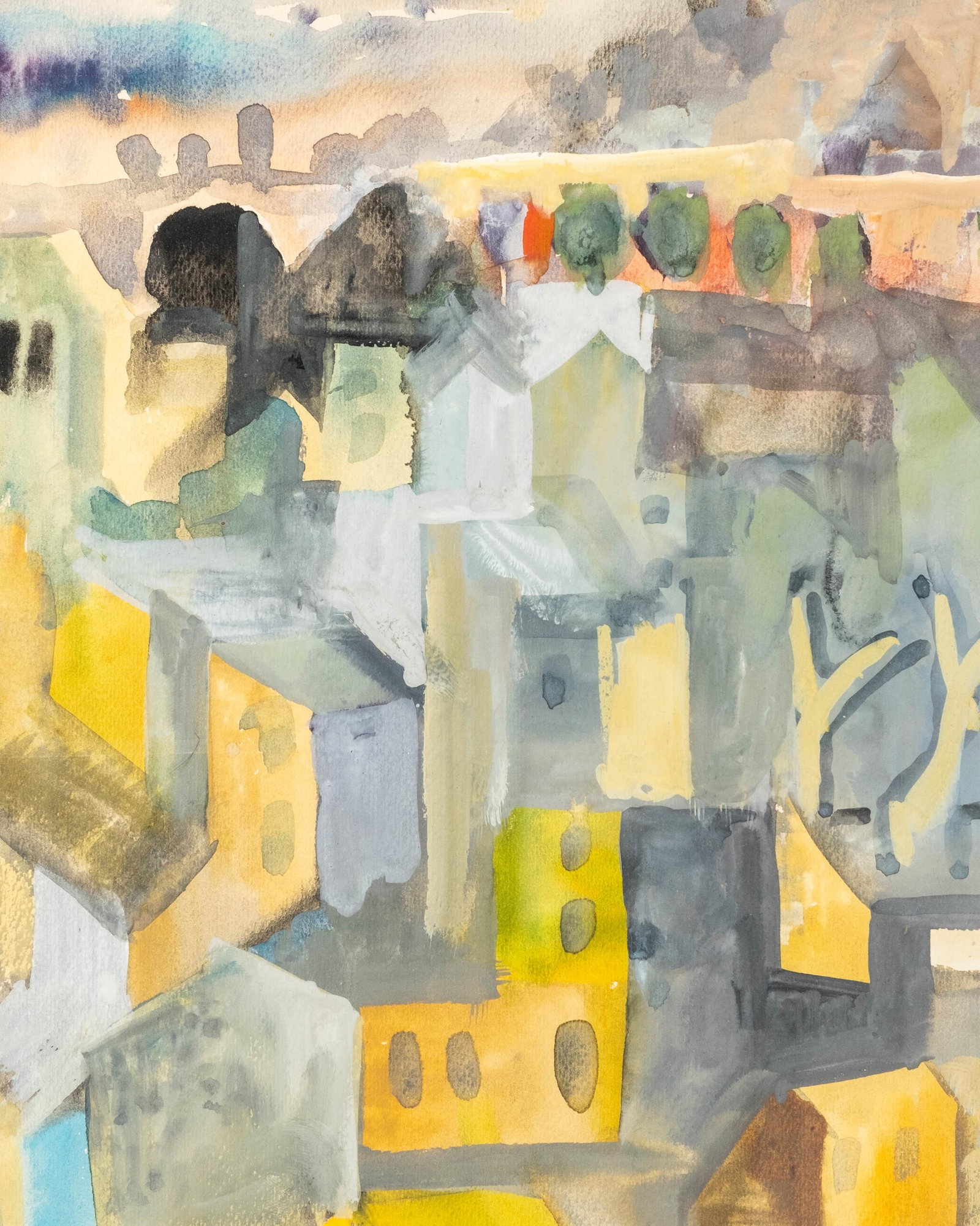 No Reserve- Armand Meffre Rooftops Of The City Watercolor Painting, Signed - 4