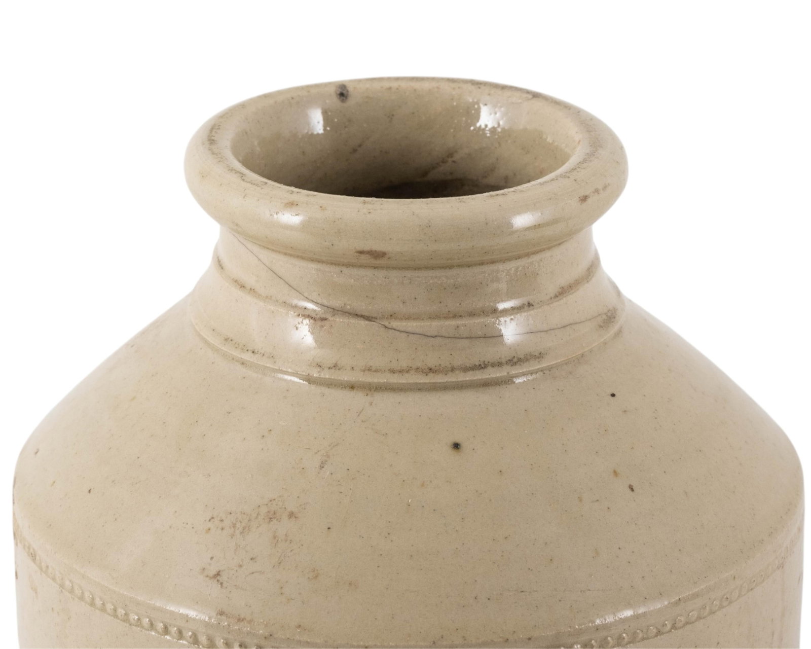 No Reserve- 10 Inch European Beige Stoneware Storage Crock - 3