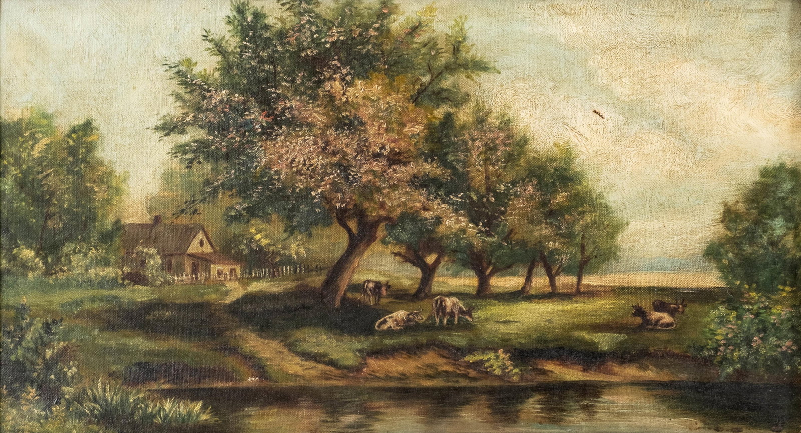 No Reserve- Pair of Antique Riverside Landscape Oil Paintings - 3