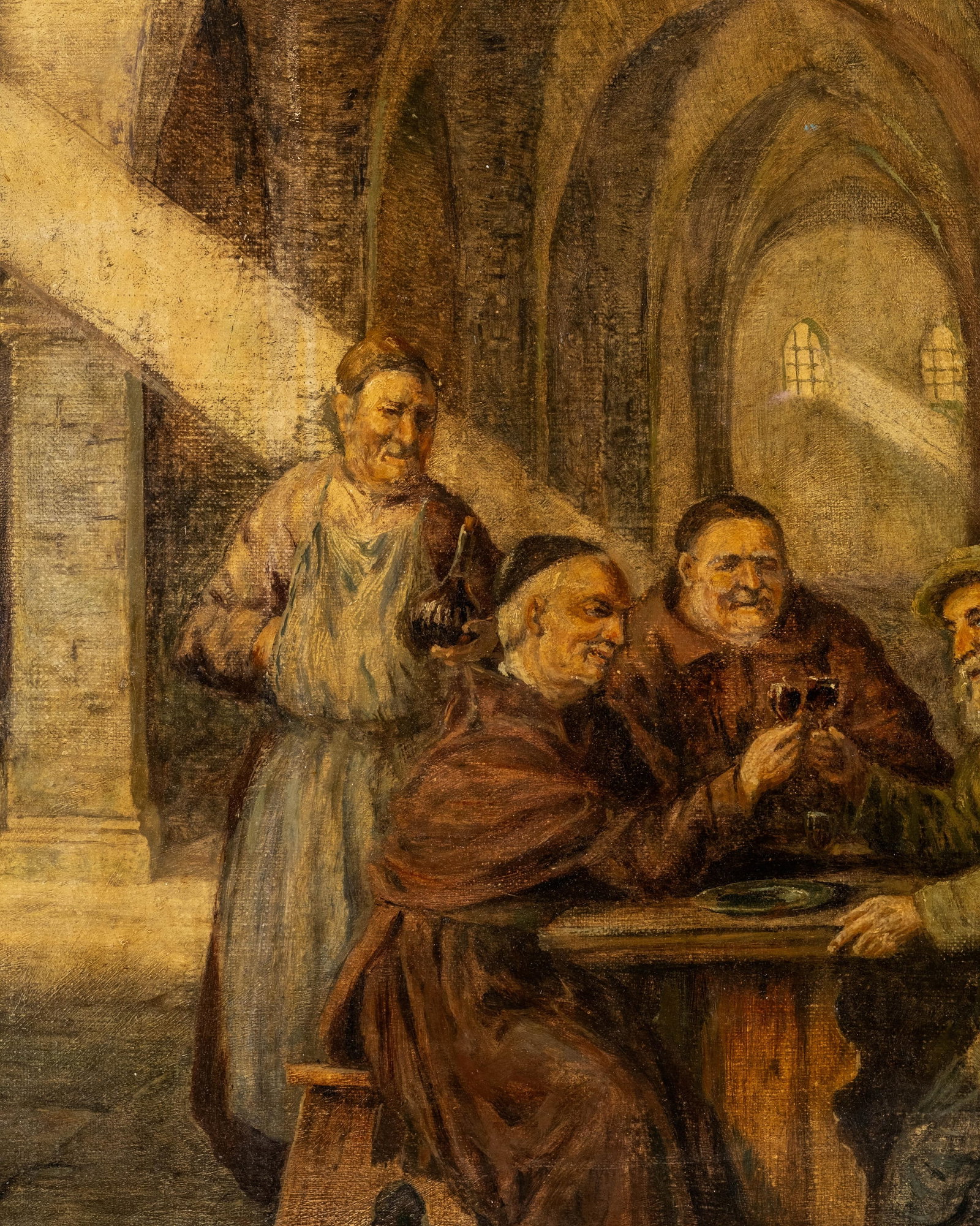No Reserve- Karl Schmauser German Tavern Interior Oil Painting, Signed - 6
