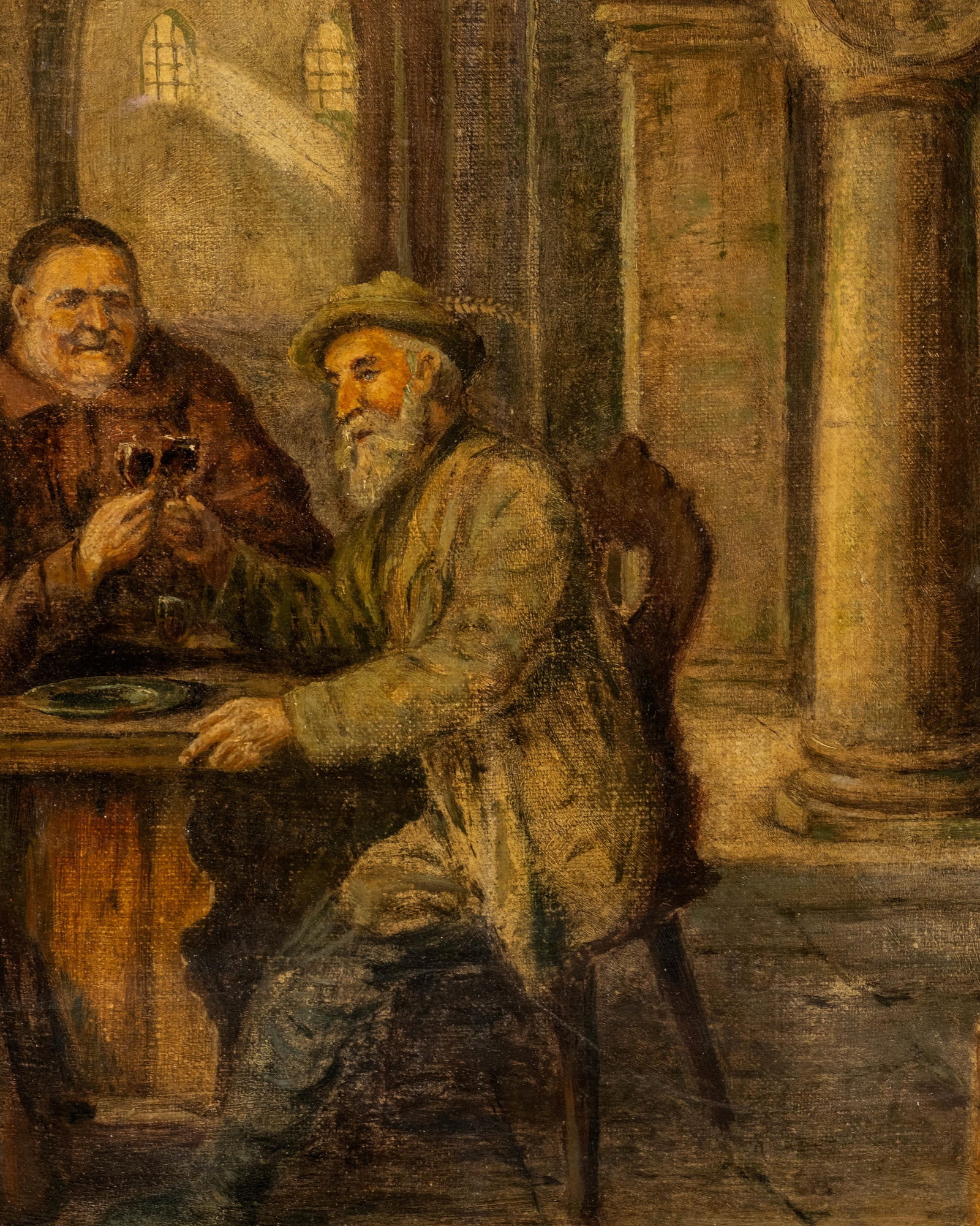 No Reserve- Karl Schmauser German Tavern Interior Oil Painting, Signed - 7