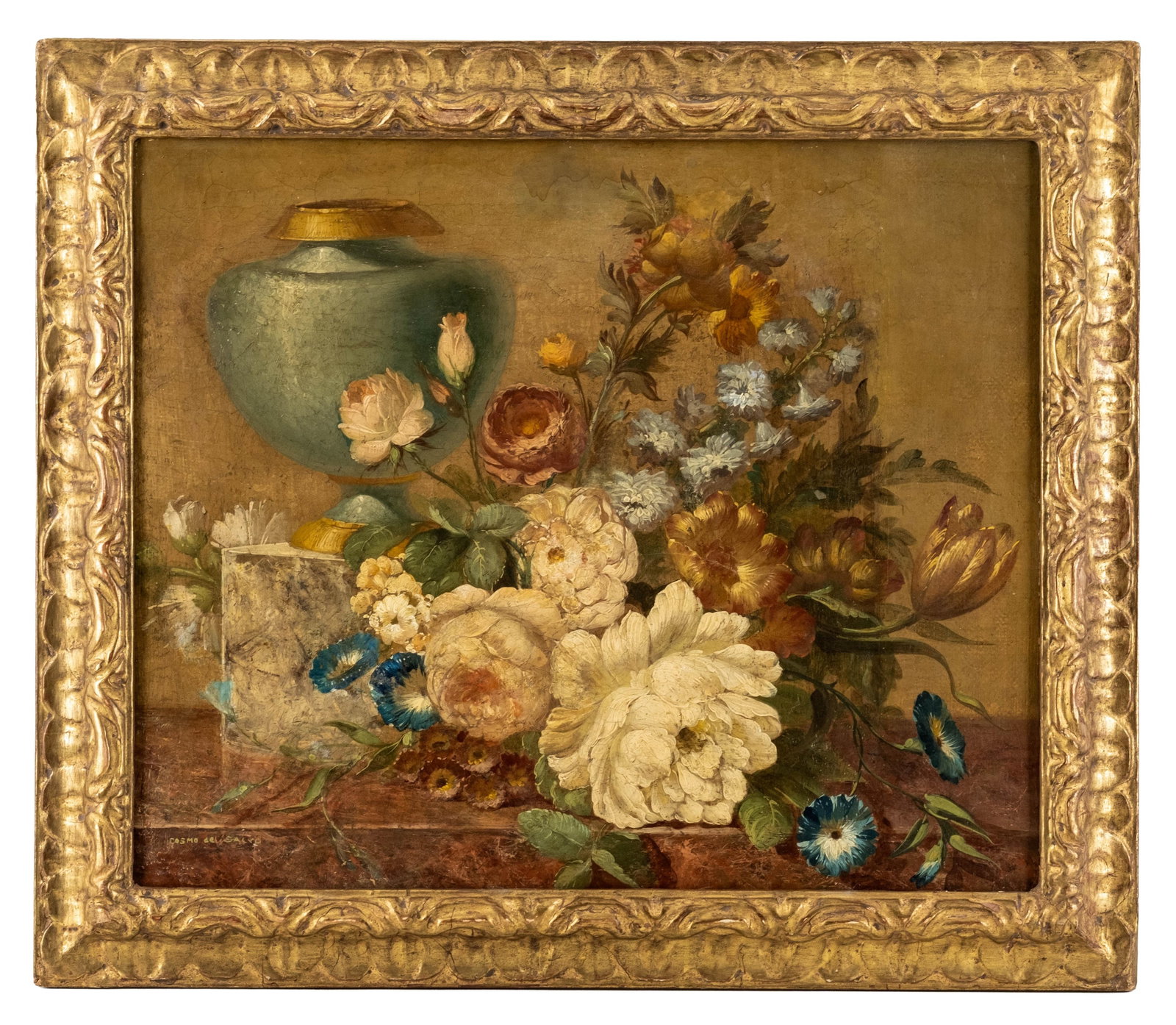 No Reserve- Cosmo de Salvo Italian Floral Still Life Oil Painting, Signed - 3