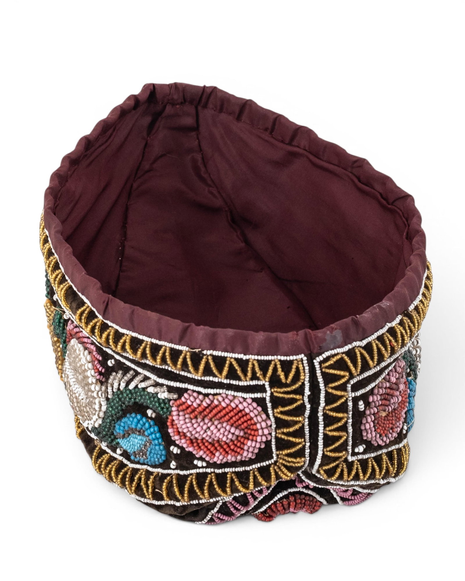 No Reserve- Iroquois Beaded Velvet Glengarry Hat - 7
