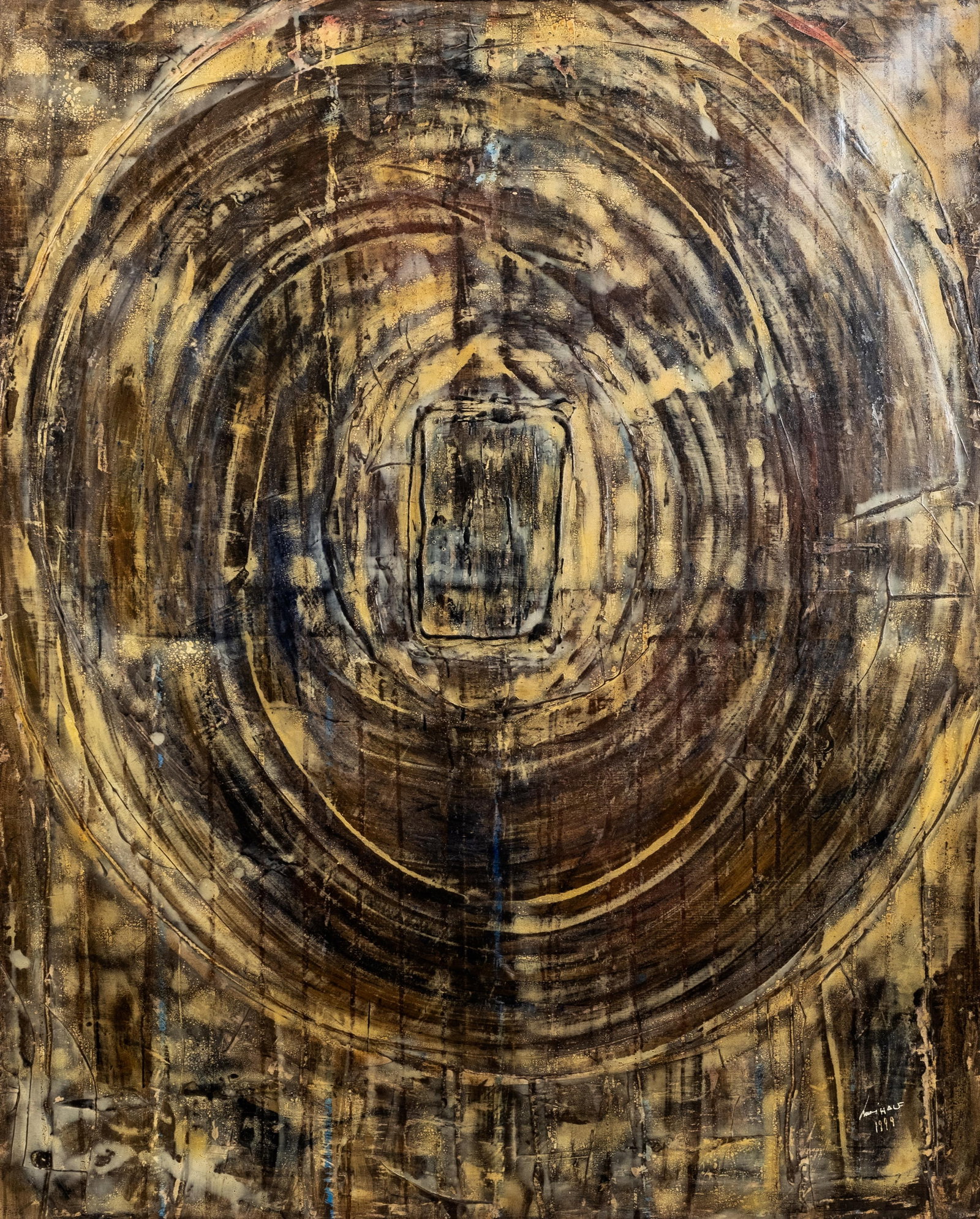 No Reserve- Hervé Half Signed Large Abstract French Oil on Canvas Painting, 1999 - 3