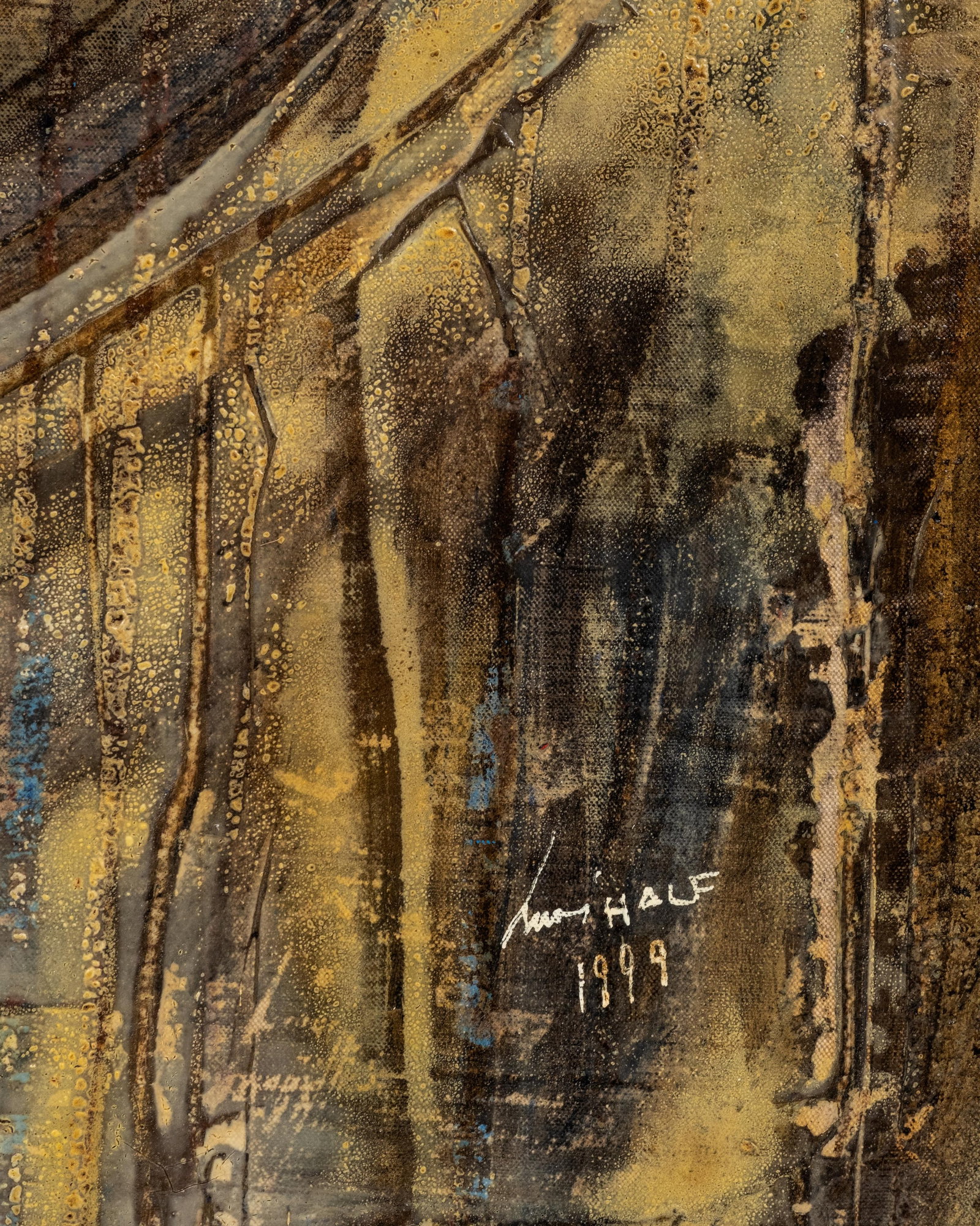 No Reserve- Hervé Half Signed Large Abstract French Oil on Canvas Painting, 1999 - 4