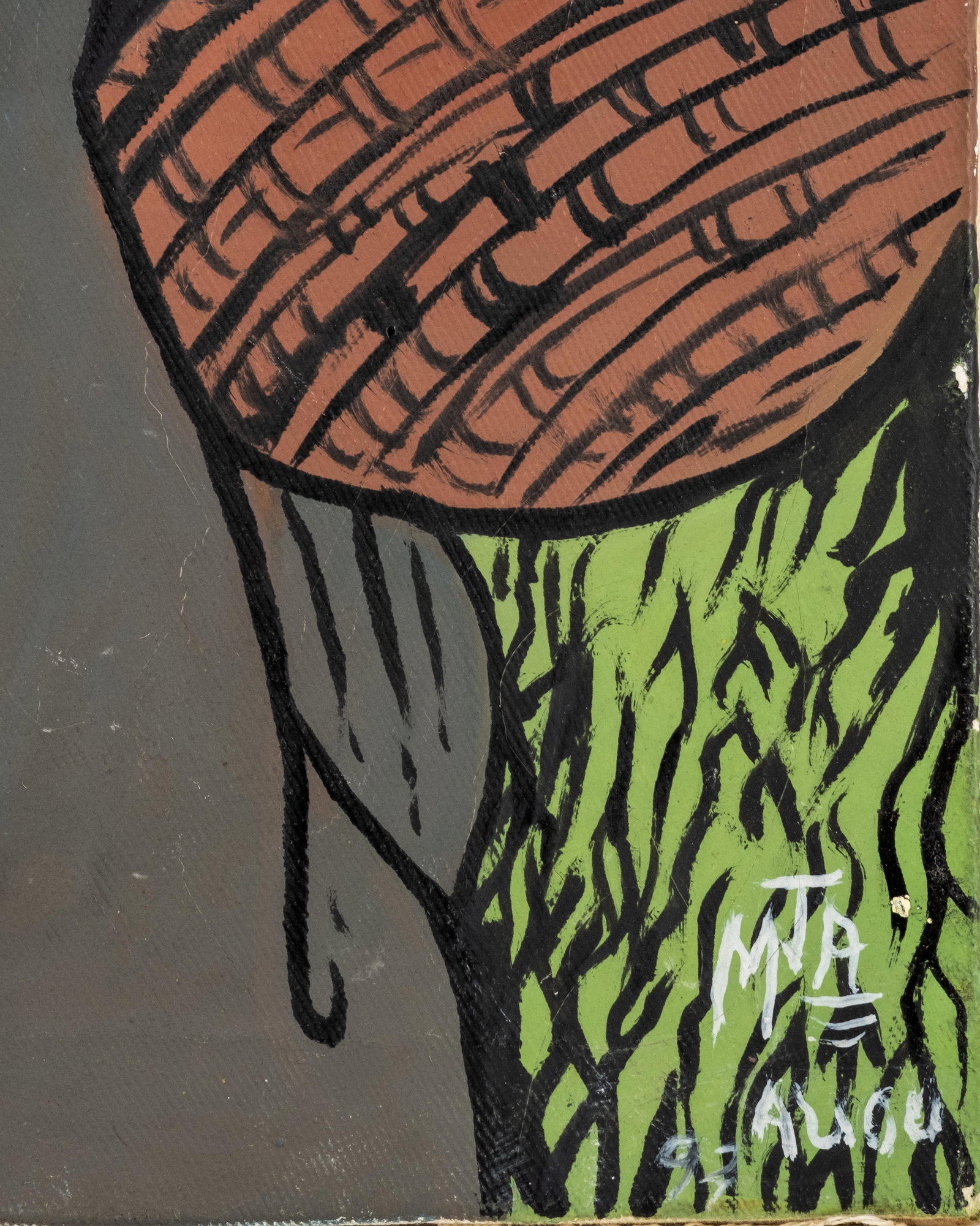 No Reserve- Signed Pop Art Telephone Booth Street Scene Painting, 1993 - 4