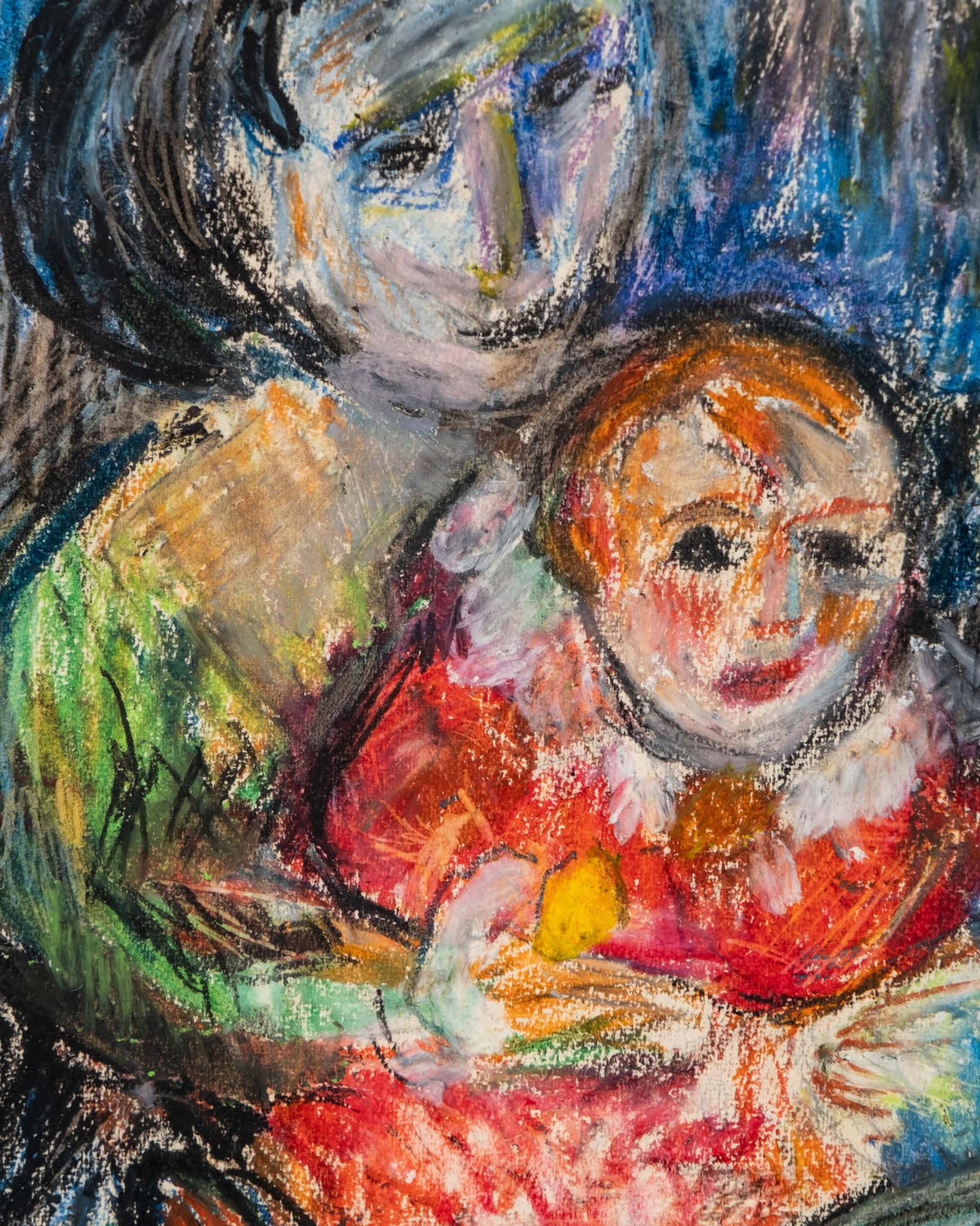 No Reserve- Emilio Grau Sala Pastel on Paper Painting, Maternity Scene, Signed, 20th Century - 4