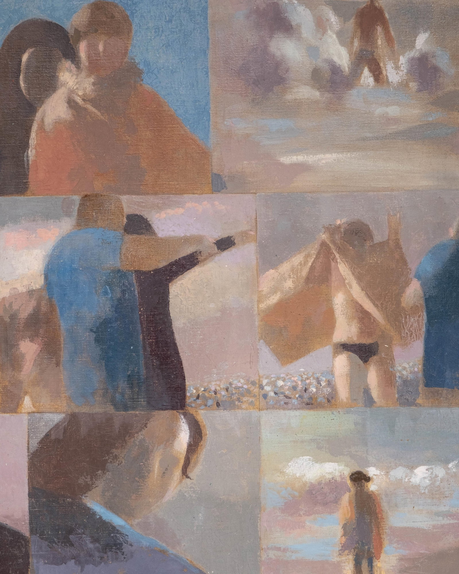 No Reserve- Bernadette Kelly Signed, “Character Seaside Study," Monumental Oil on Canvas - 7