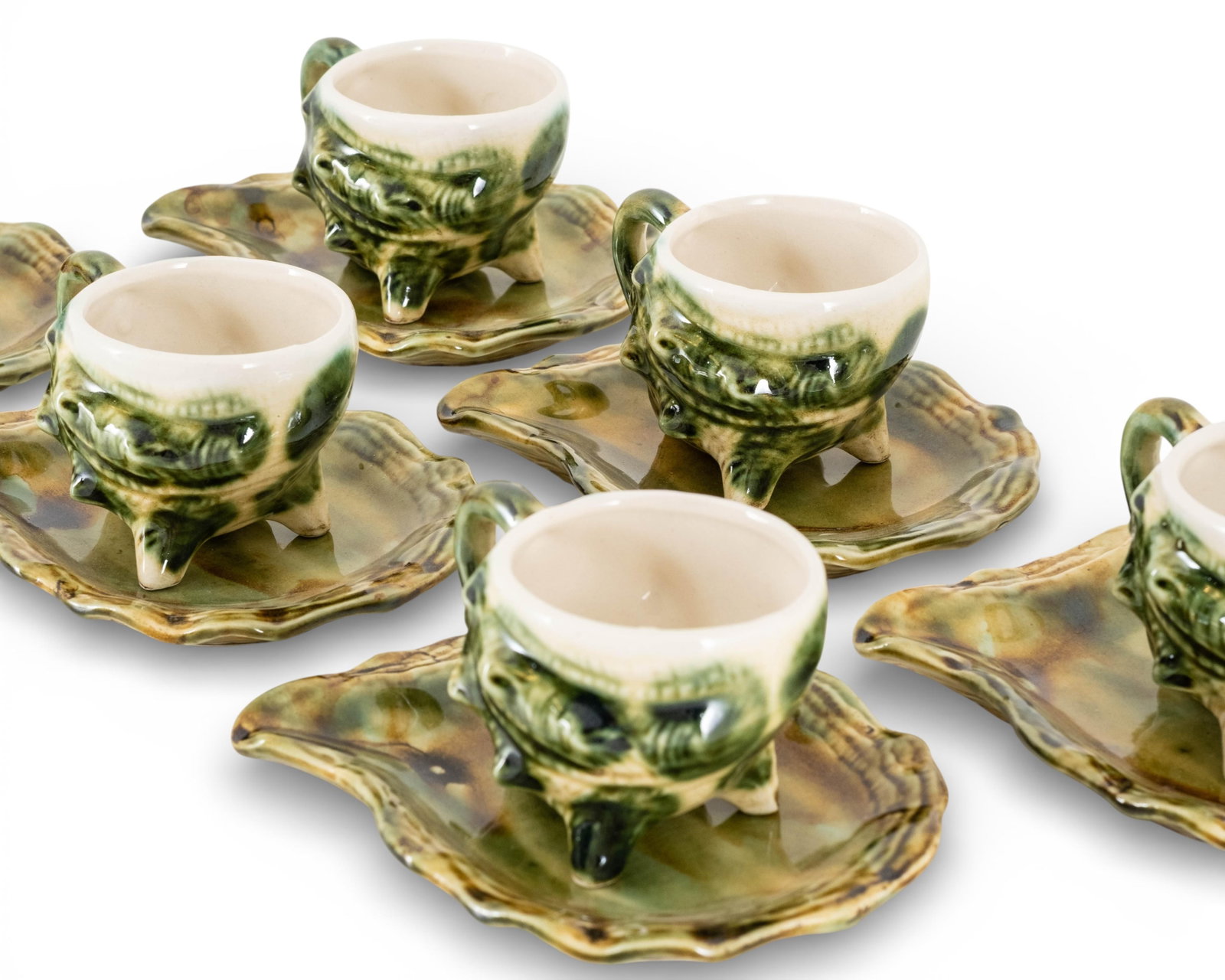 No Reserve- Vintage Majolica Style Sea Shell Tea Set - 4