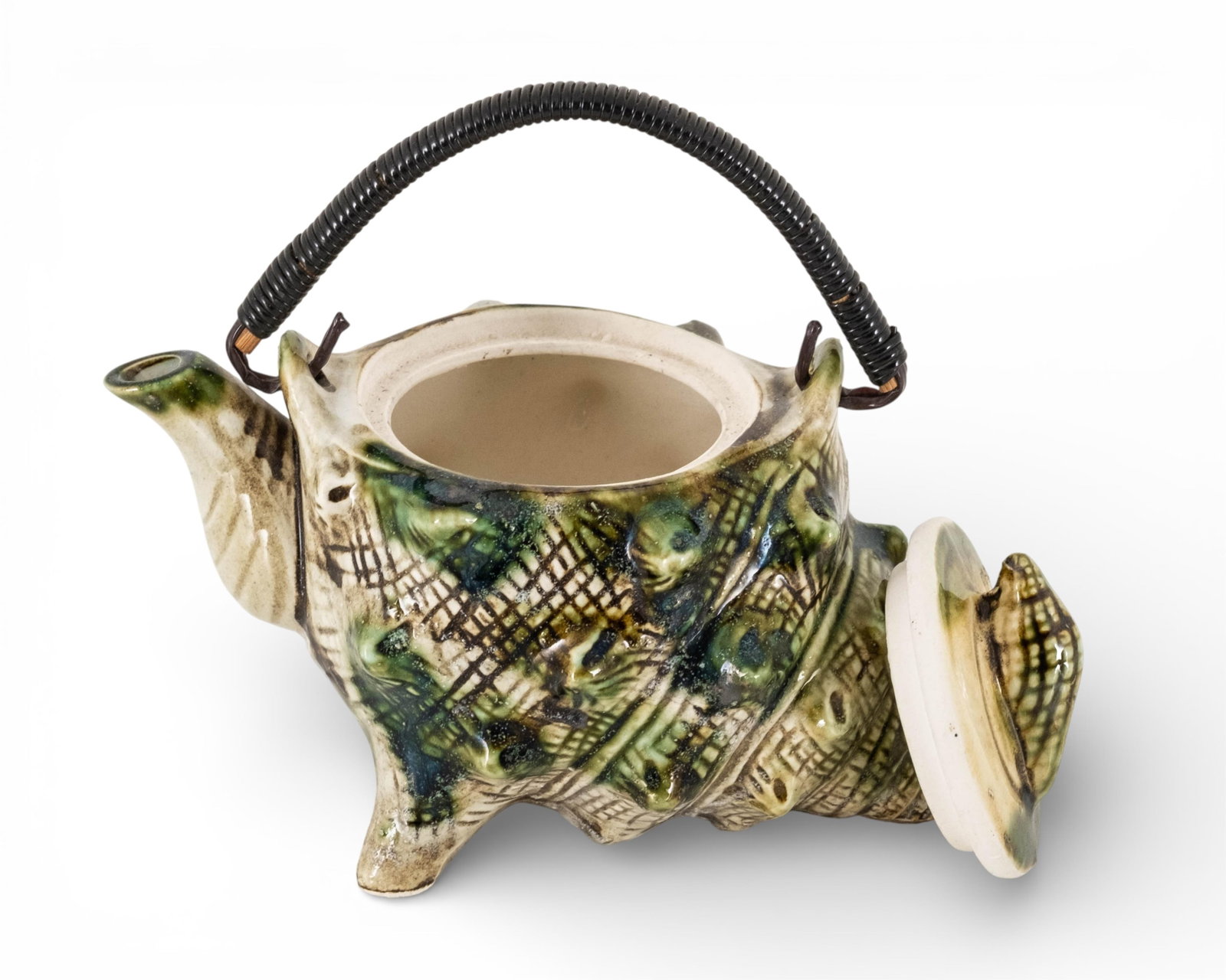 No Reserve- Vintage Majolica Style Sea Shell Tea Set - 6