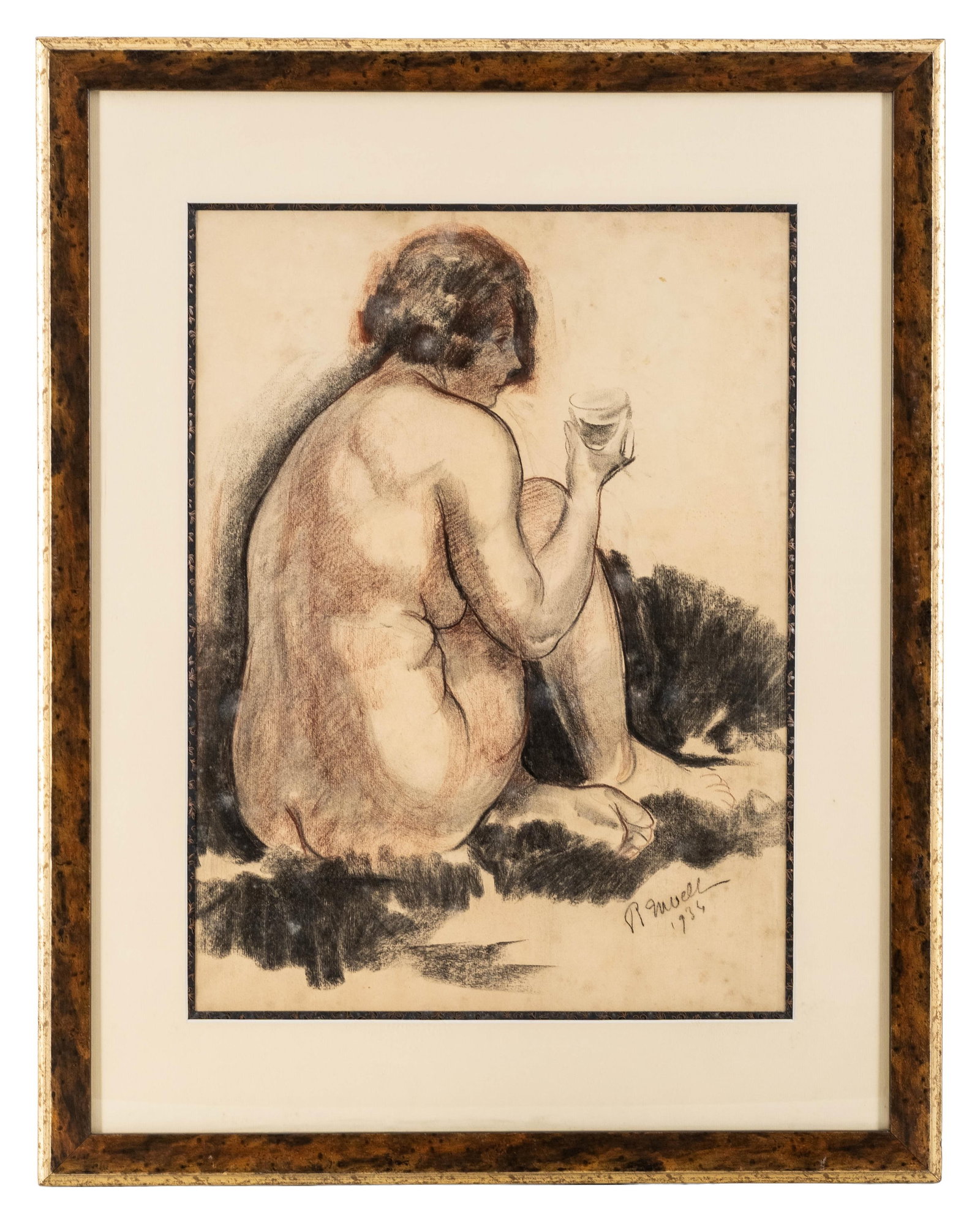 No Reserve- Roger R. Nivelt Female Nude Drawing on Paper Signed Dated 1936 - 3