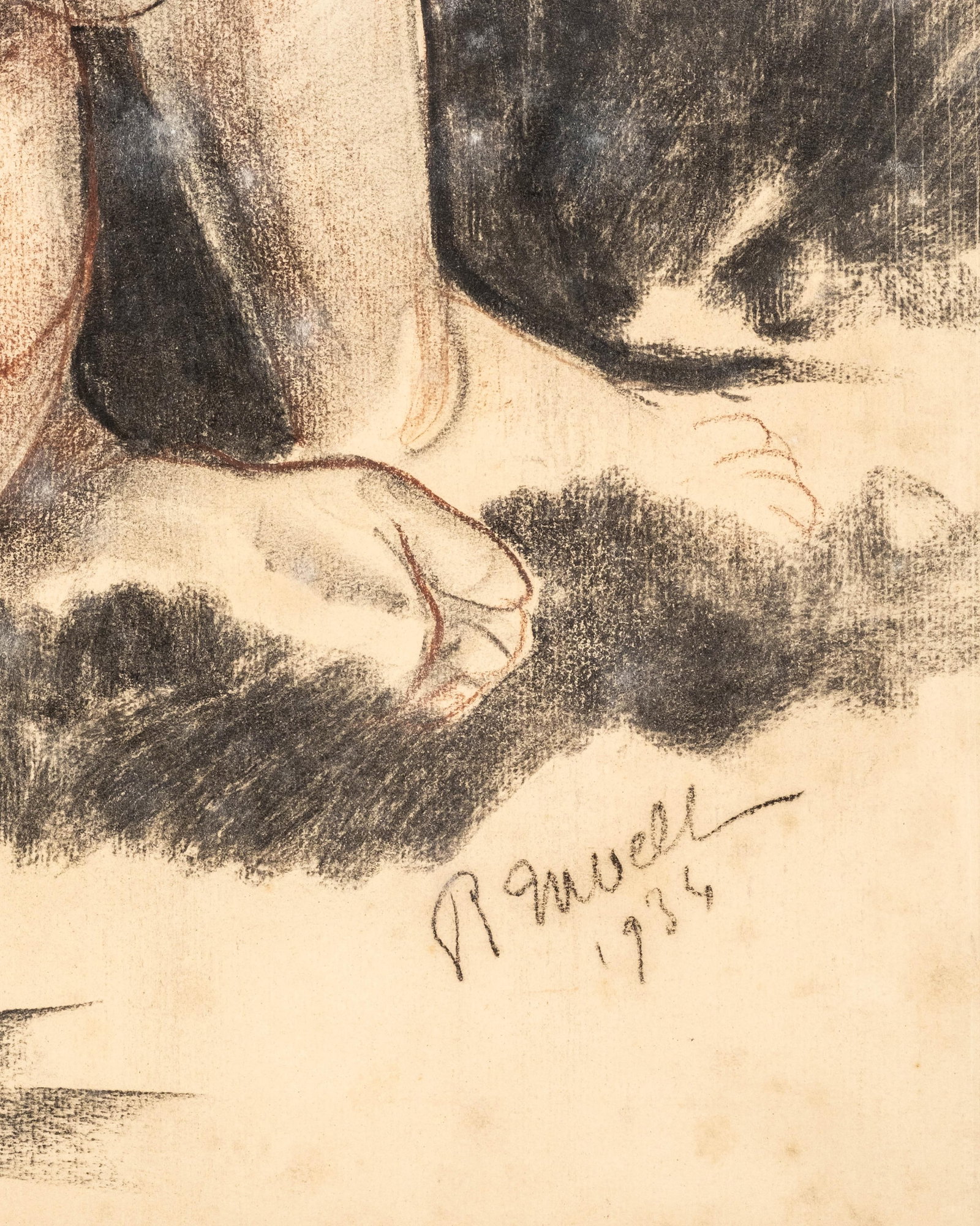 No Reserve- Roger R. Nivelt Female Nude Drawing on Paper Signed Dated 1936 - 4