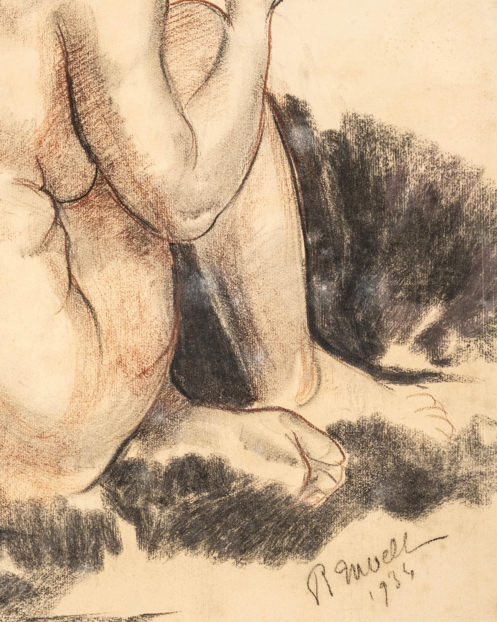 No Reserve- Roger R. Nivelt Female Nude Drawing on Paper Signed Dated 1936 - 6
