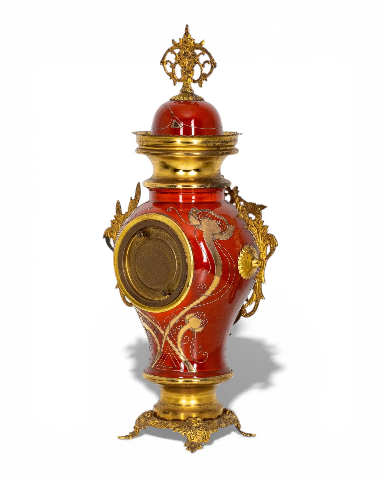 No Reserve- French 23-inch Tall Second Empire Style Ceramic & Bronze Mantel Clock, 19th Century - 6