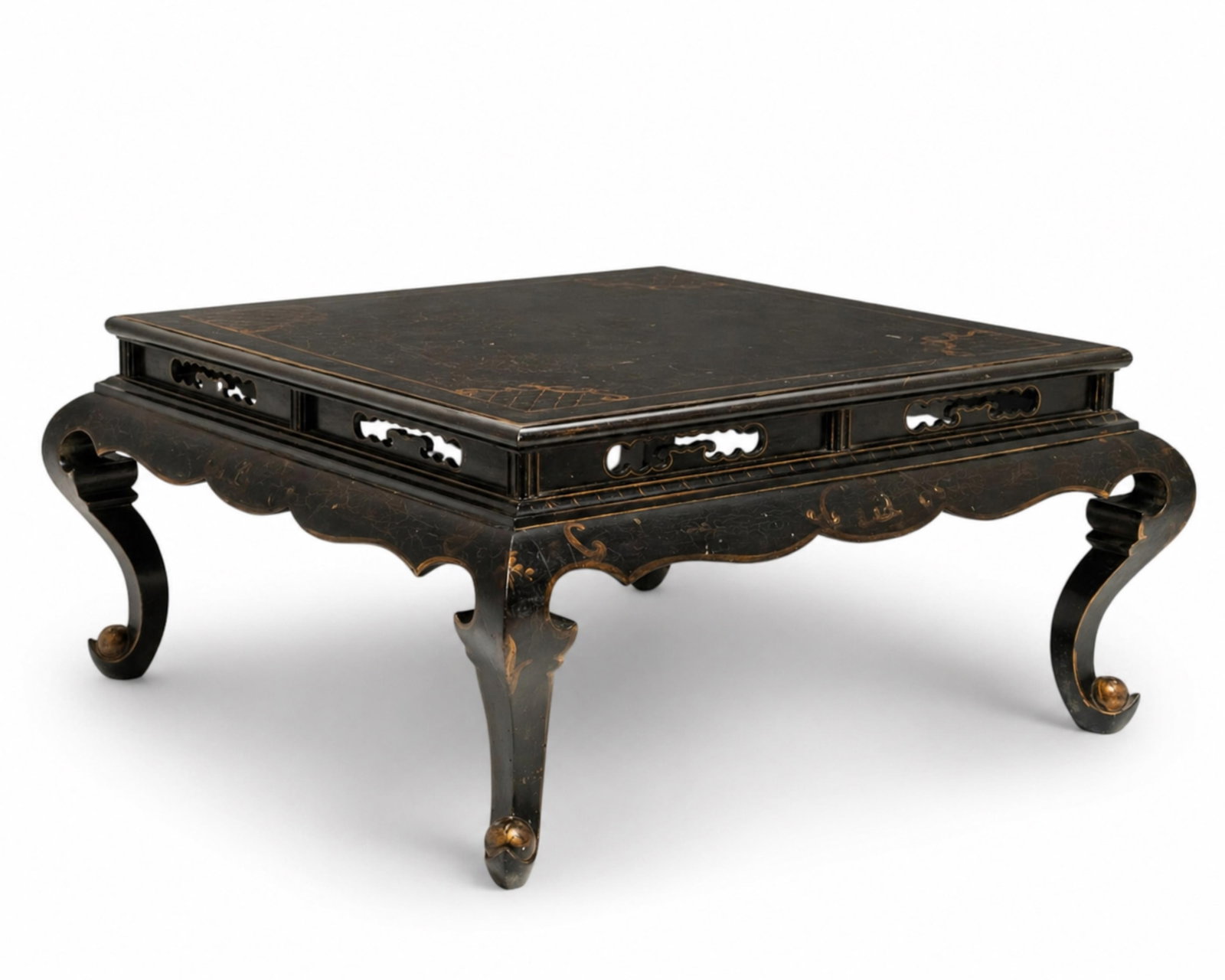 No Reserve- Antique Black Lacquered and Gilt Low Table (1 of 14)