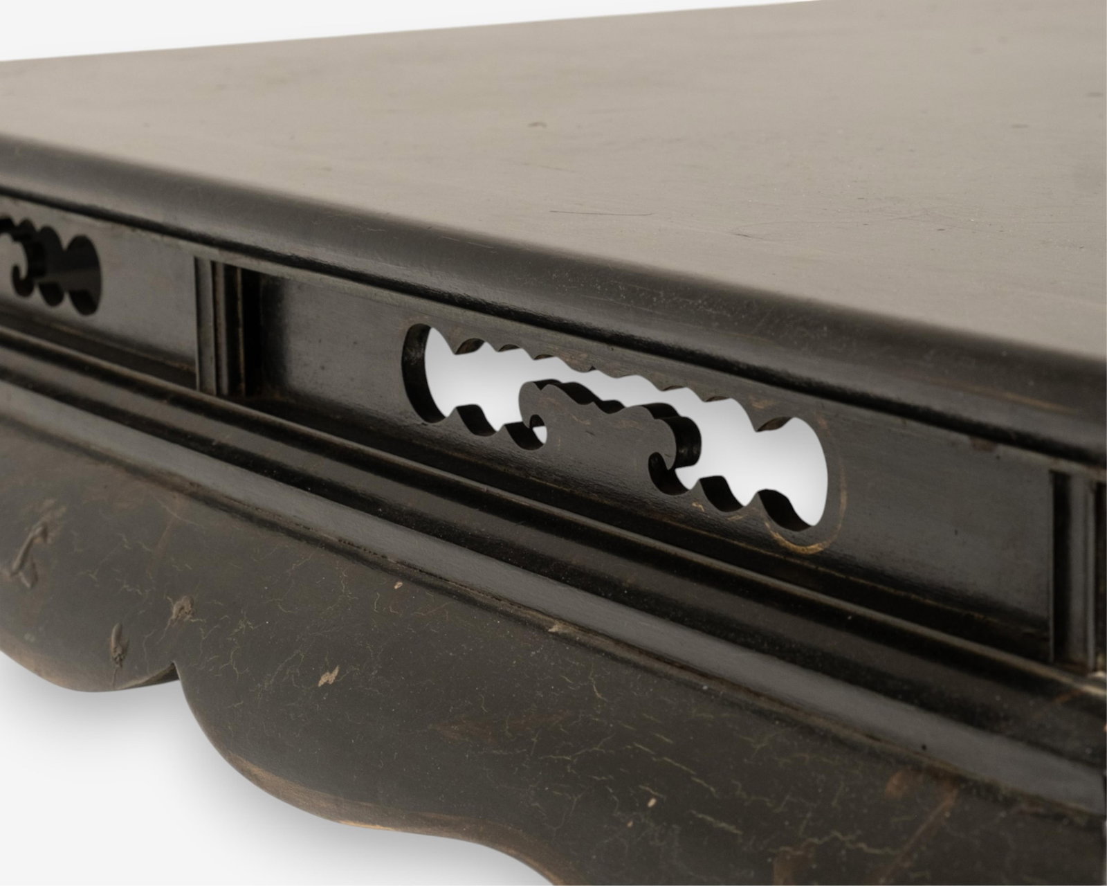 No Reserve- Antique Black Lacquered and Gilt Low Table - 8