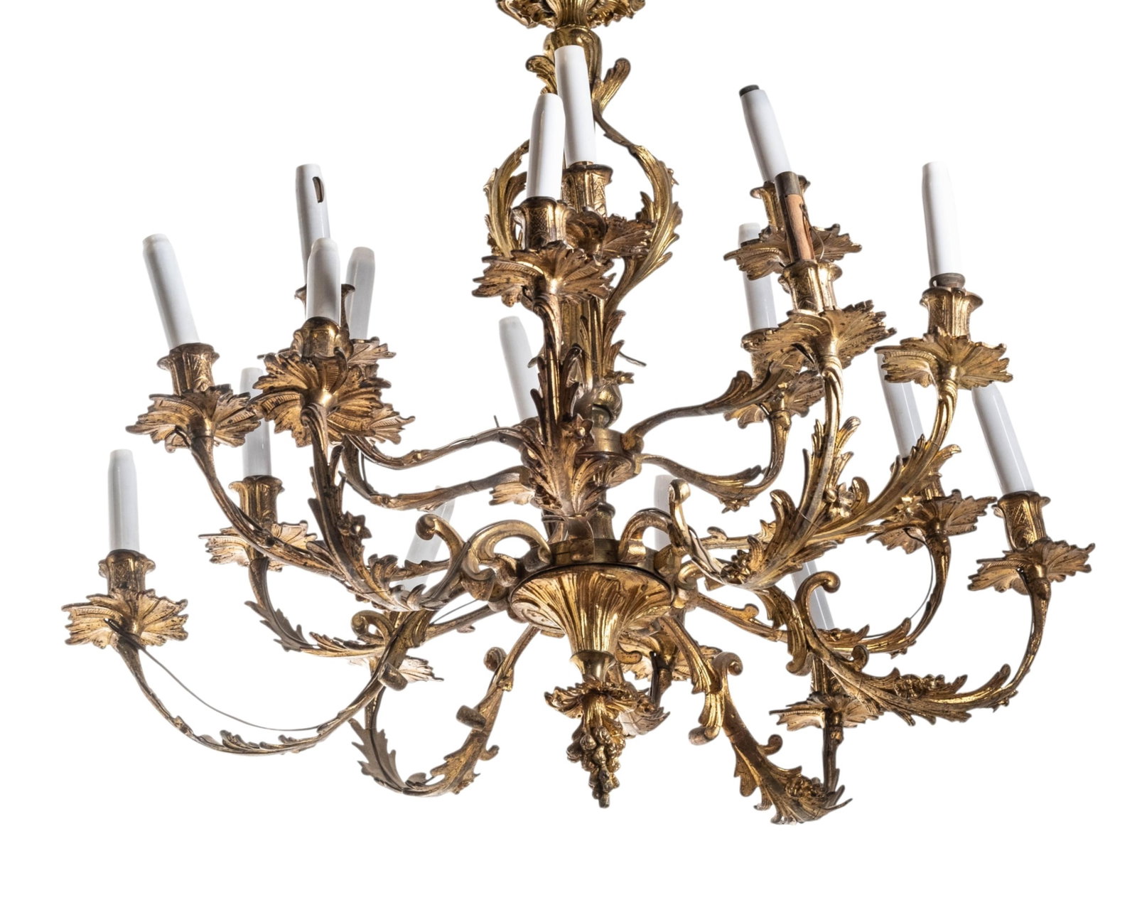 No Reserve- French Bronze Acanthus Chandelier Circa 1920 - 2