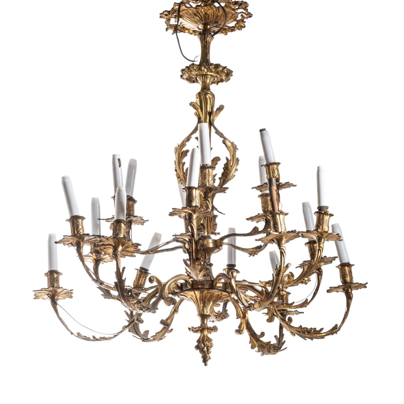 No Reserve- French Bronze Acanthus Chandelier Circa 1920 - 3