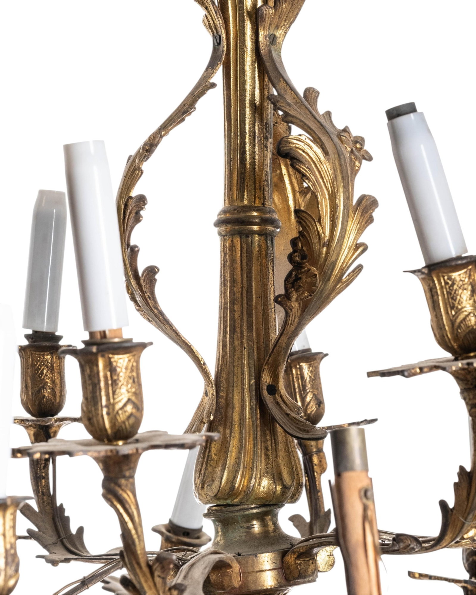 No Reserve- French Bronze Acanthus Chandelier Circa 1920 - 5
