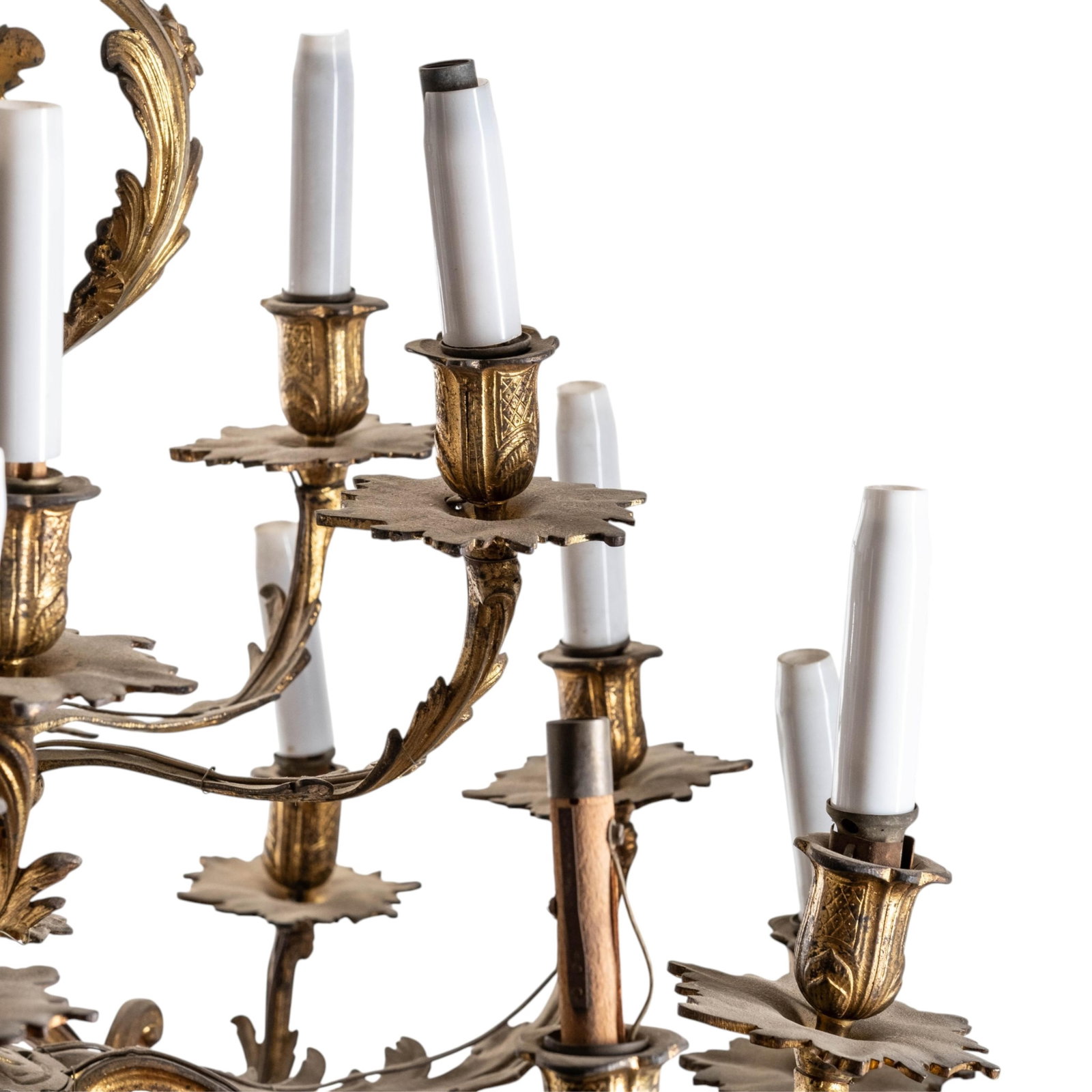 No Reserve- French Bronze Acanthus Chandelier Circa 1920 - 6