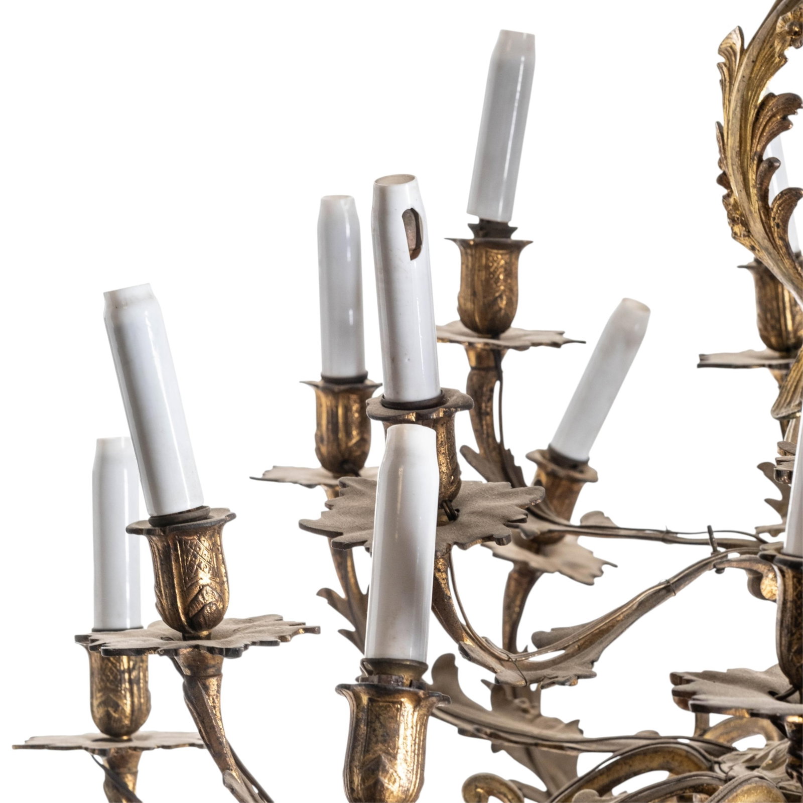 No Reserve- French Bronze Acanthus Chandelier Circa 1920 - 7