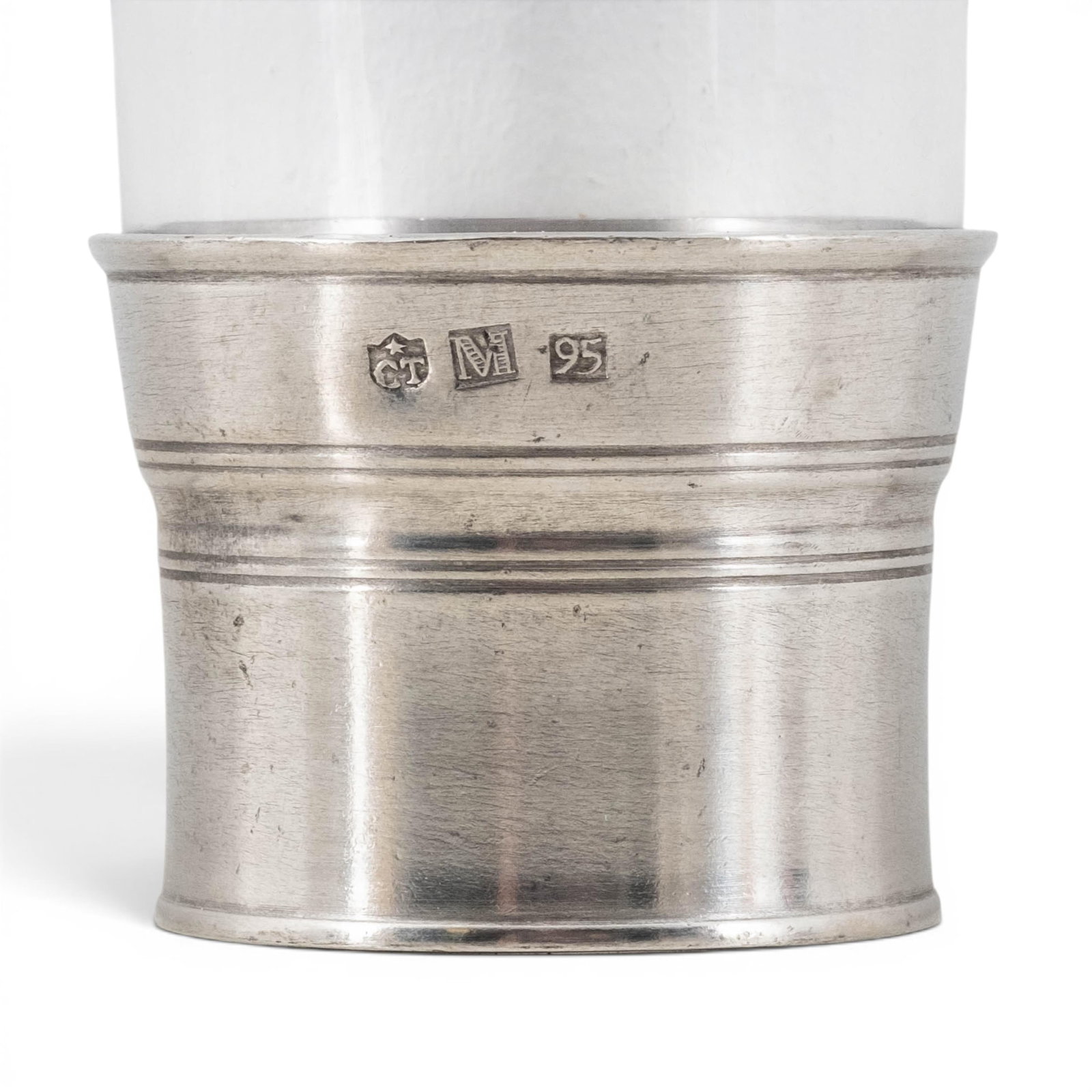 No Reserve- Italian Pewter And Glass Cups With Wine Chiller - 3