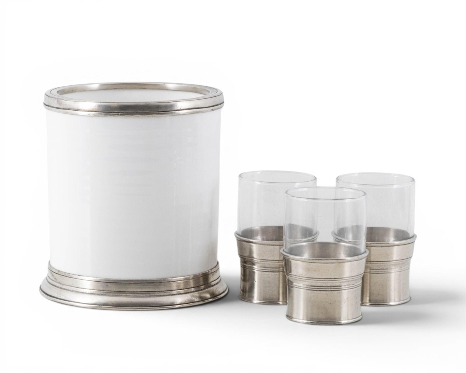 No Reserve- Italian Pewter And Glass Cups With Wine Chiller - 4