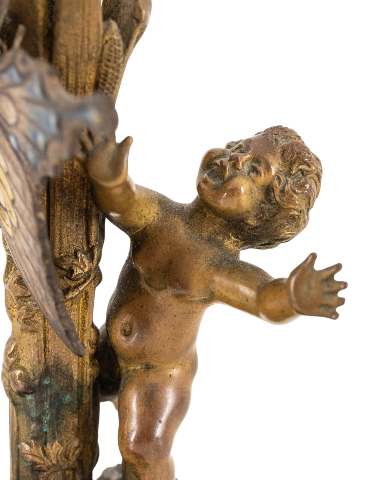 No Reserve- Art Nouveau Putto And Butterfly Hammered Copper Vase - 3