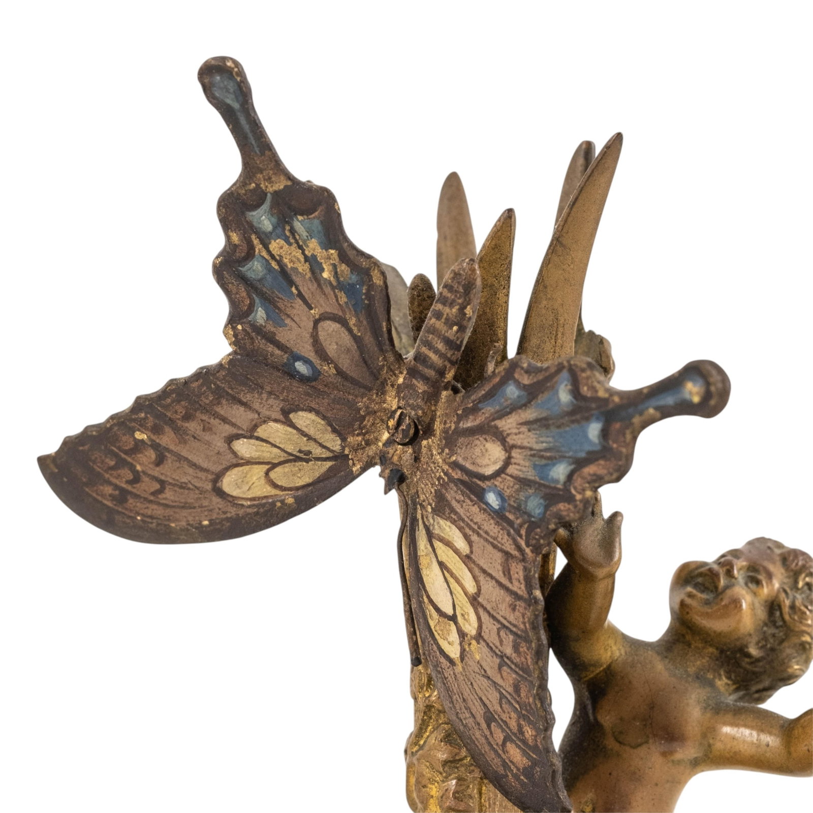 No Reserve- Art Nouveau Putto And Butterfly Hammered Copper Vase - 4