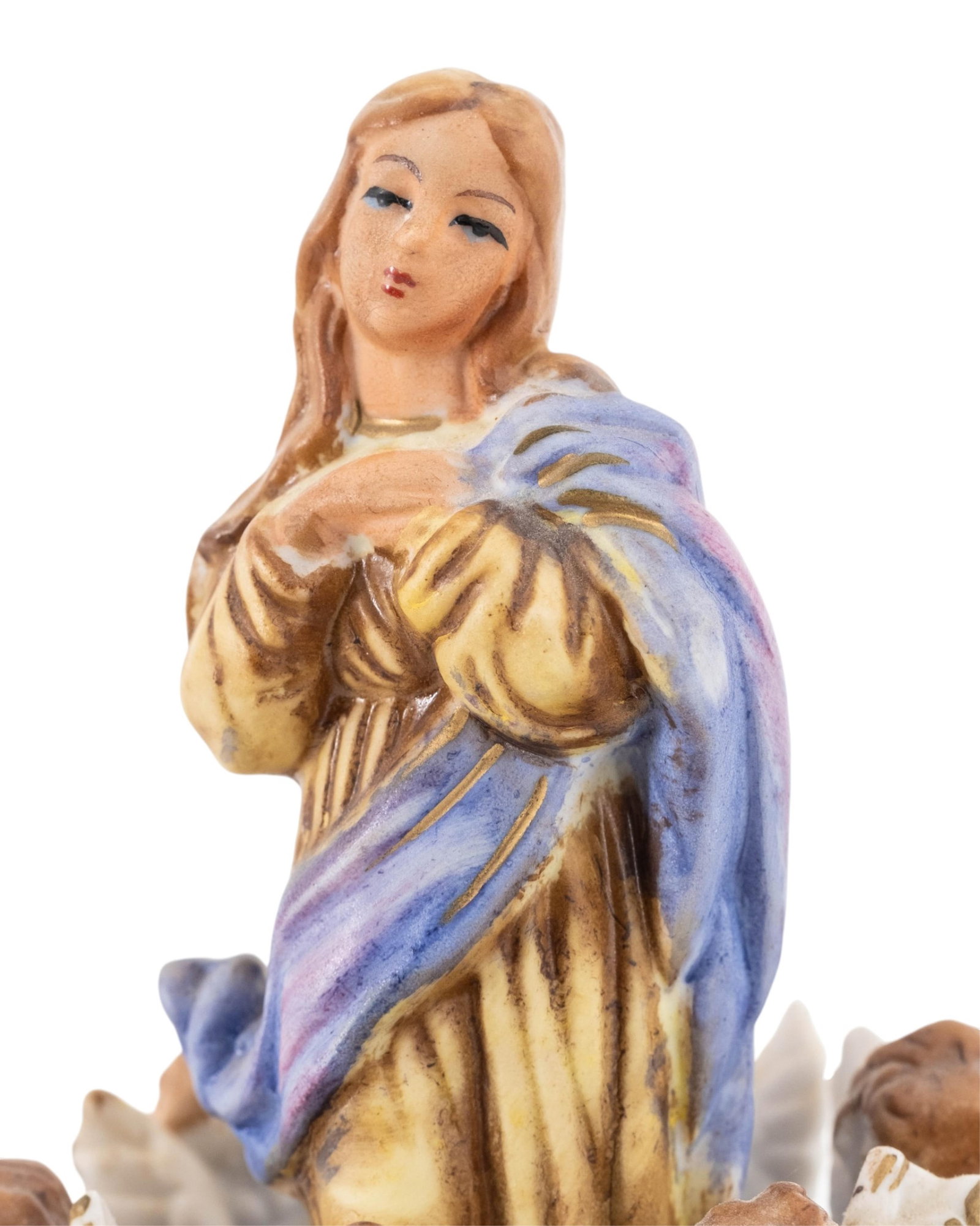 No Reserve- Antique Hand-Painted Porcelain Music Box with Madonna and Angel Cherubs, “Ave Maria - 2