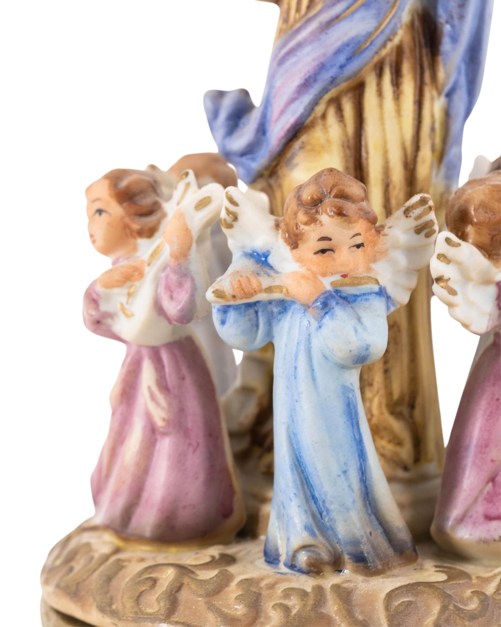 No Reserve- Antique Hand-Painted Porcelain Music Box with Madonna and Angel Cherubs, “Ave Maria - 3