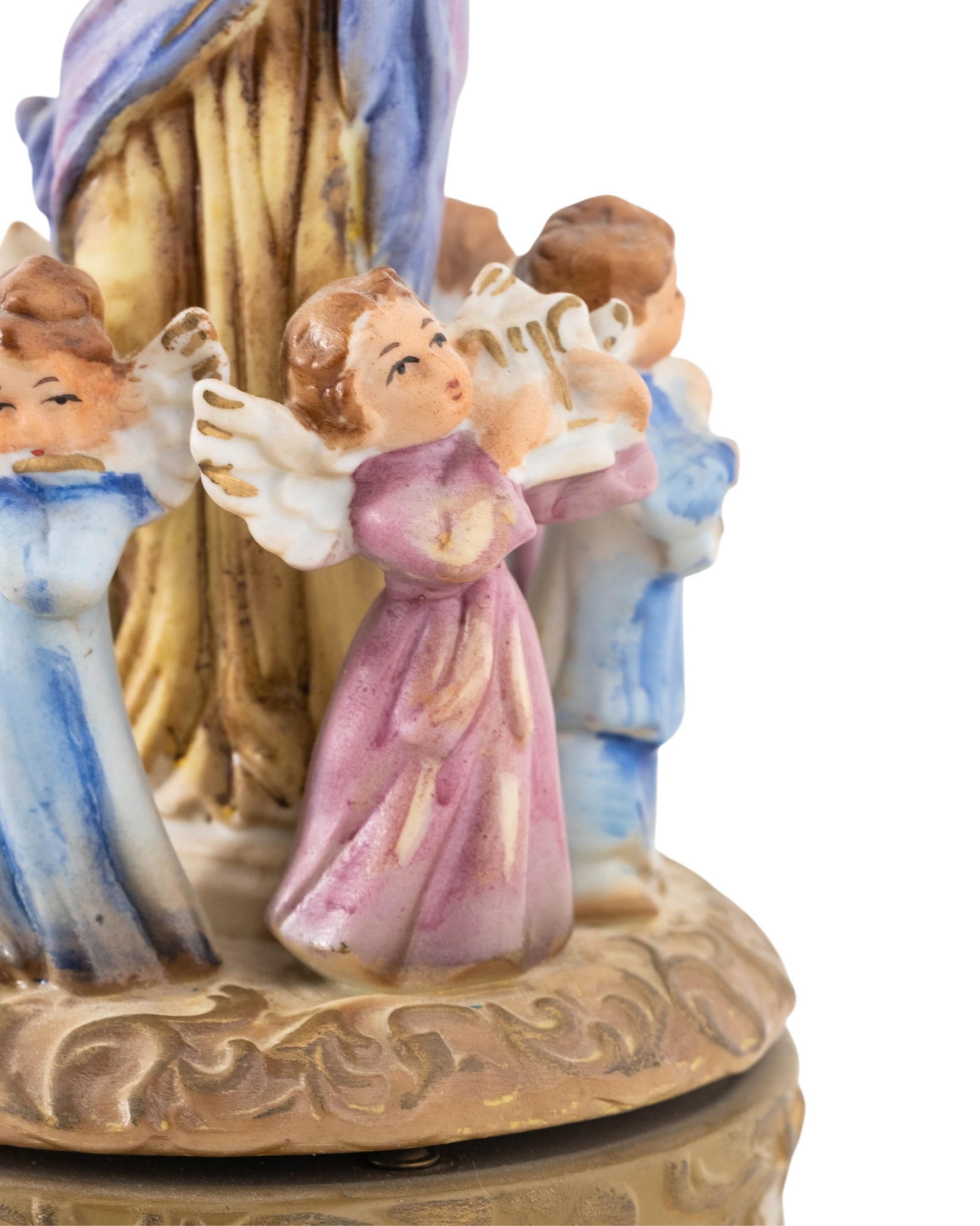 No Reserve- Antique Hand-Painted Porcelain Music Box with Madonna and Angel Cherubs, “Ave Maria - 4