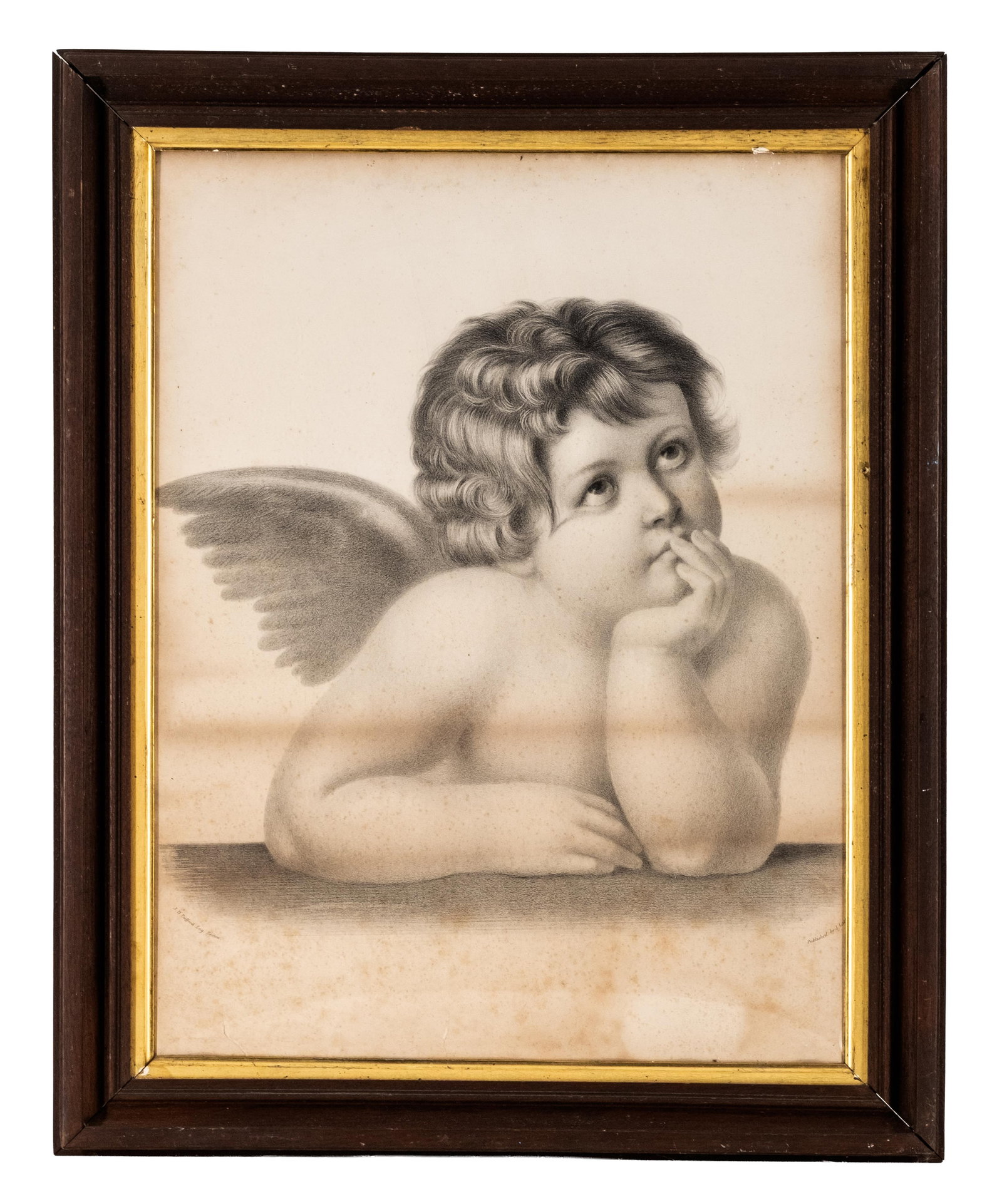 No Reserve- 19th Century J.H. Bufford Lithograph, Cherub Portrait Print, Published by J. Lunt Boston - 3