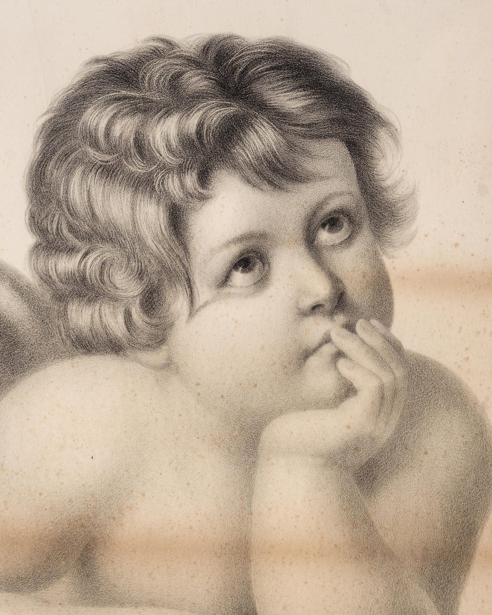 No Reserve- 19th Century J.H. Bufford Lithograph, Cherub Portrait Print, Published by J. Lunt Boston - 6