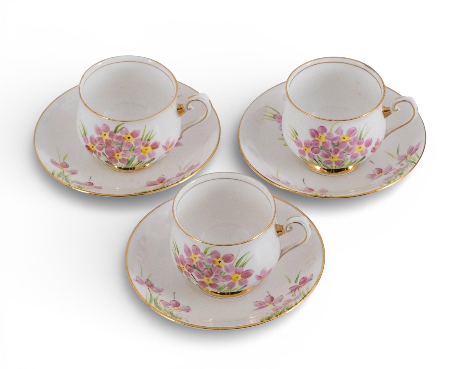 No Reserve- Phoenix F & S Ltd Bone China Tea Cup and Saucer Set, Made in England, Hand-Painted - 3