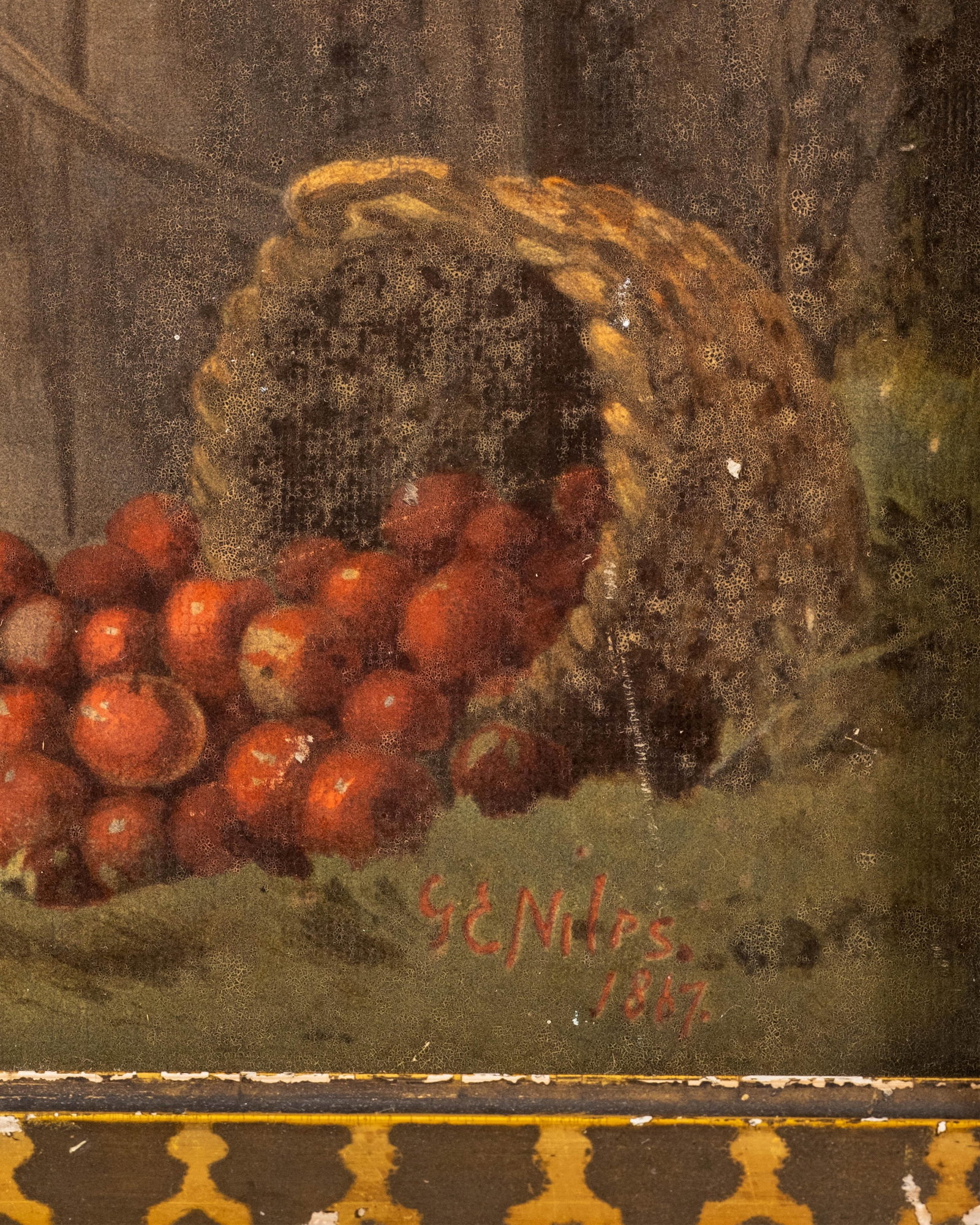 No Reserve- Louis Prang "Under the Apple Tree", Figurative Chromolithograph after George Niles, Late - 5