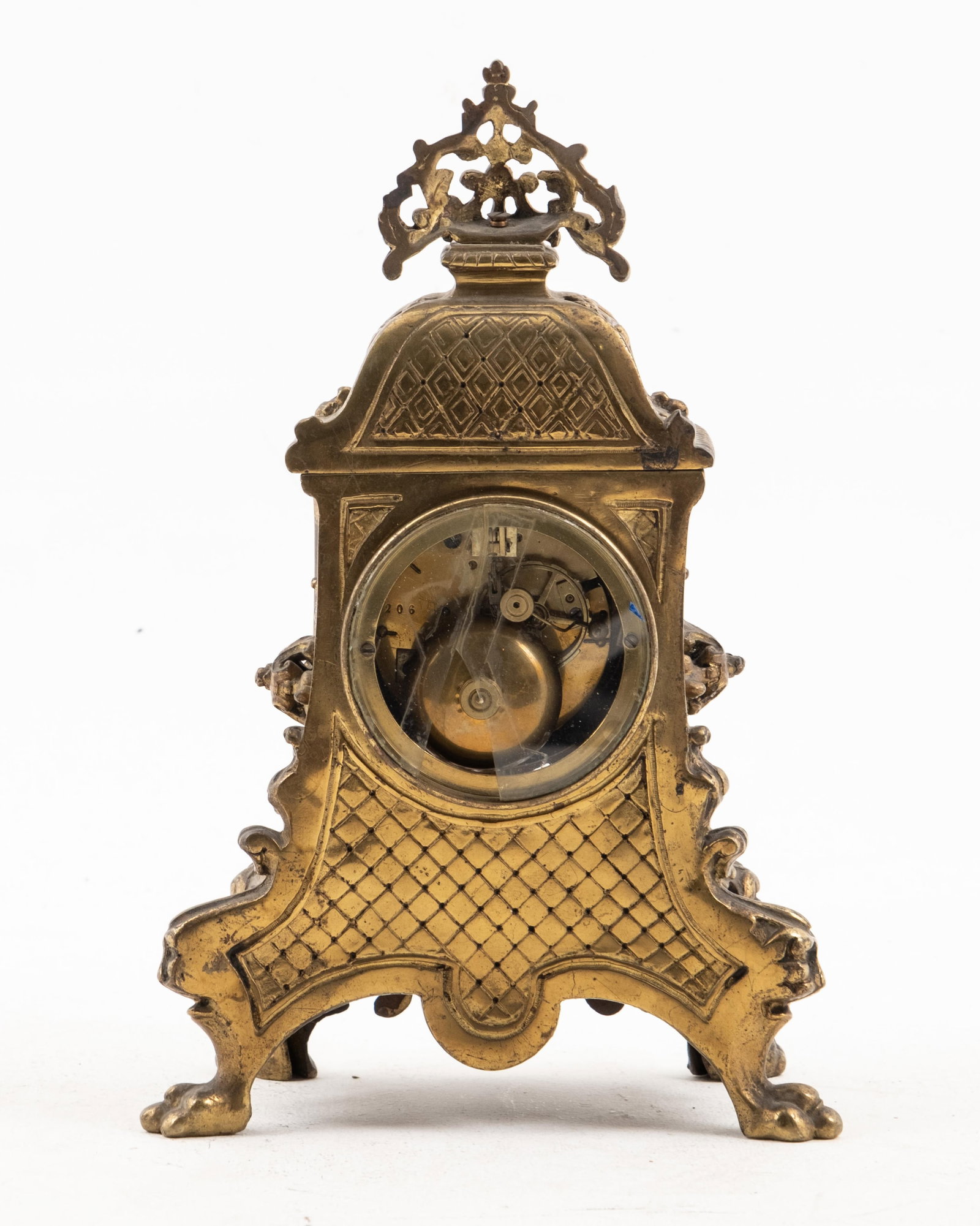 No Reserve- Neo-Gothic Bronze Mantel Clock with Enameled Dial, 19th Century - 8