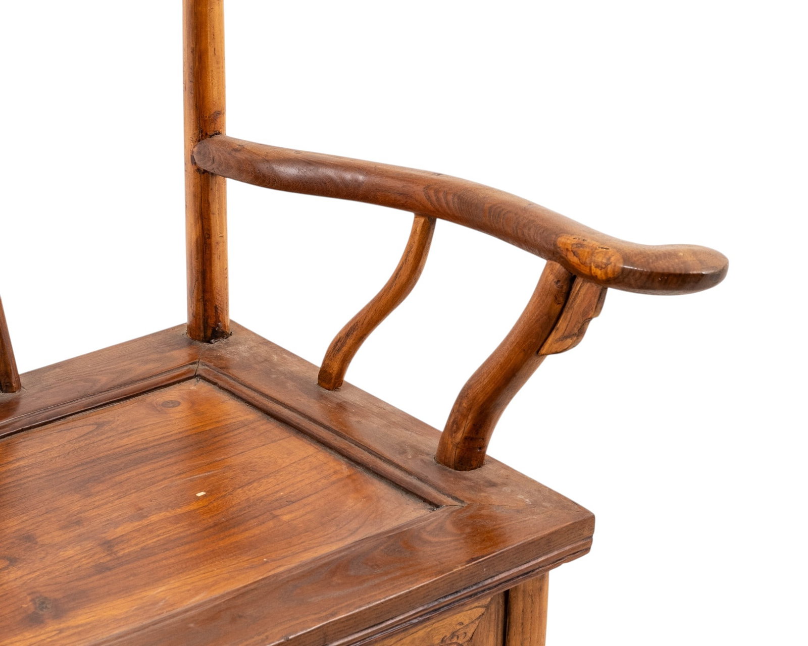 No Reserve: Chinese Qing Dynasty Carved Wood Yoke-Back Armchair with Openwork Splat - 3