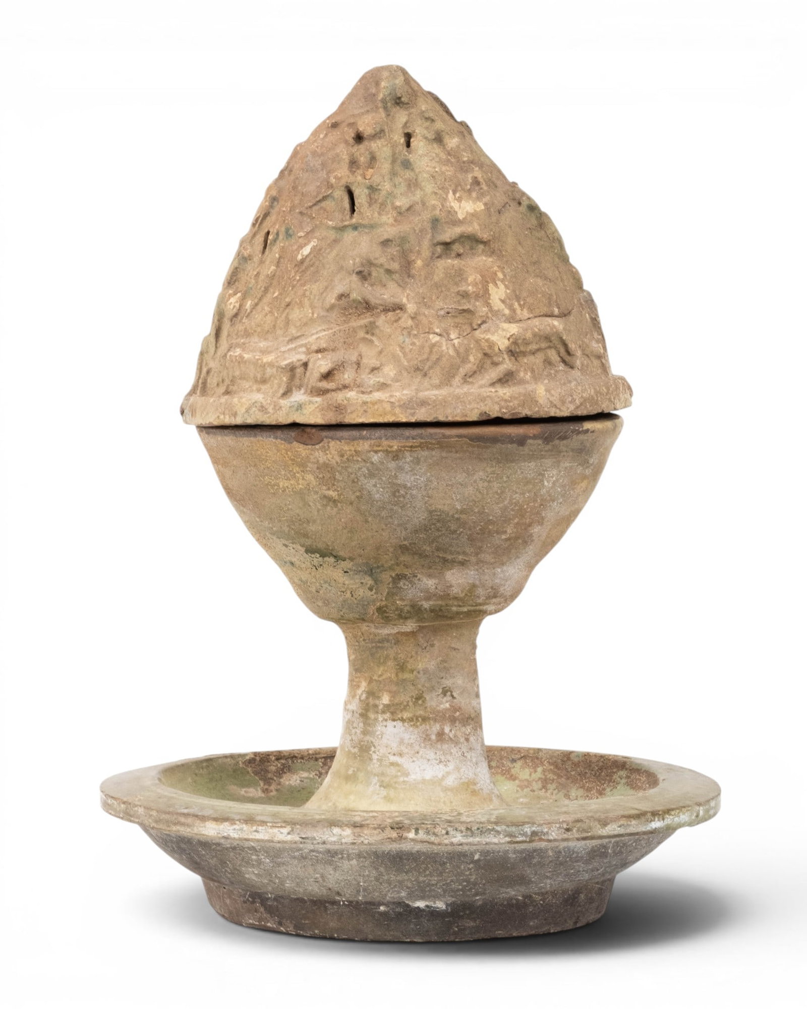 Chinese Han Dynasty Green-Glazed Pottery Boshanlu Hill Censer - 6