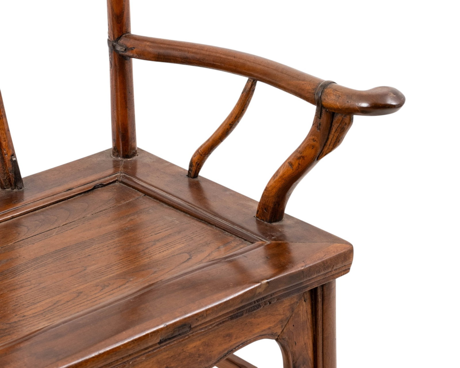 Chinese Qing Dynasty Carved Wood Yoke-Back Armchair with Shou Symbol - 3