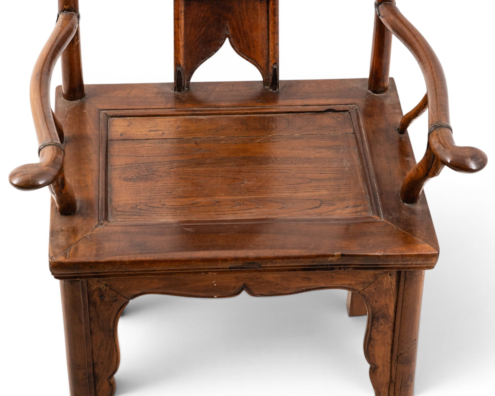 Chinese Qing Dynasty Carved Wood Yoke-Back Armchair with Shou Symbol - 4