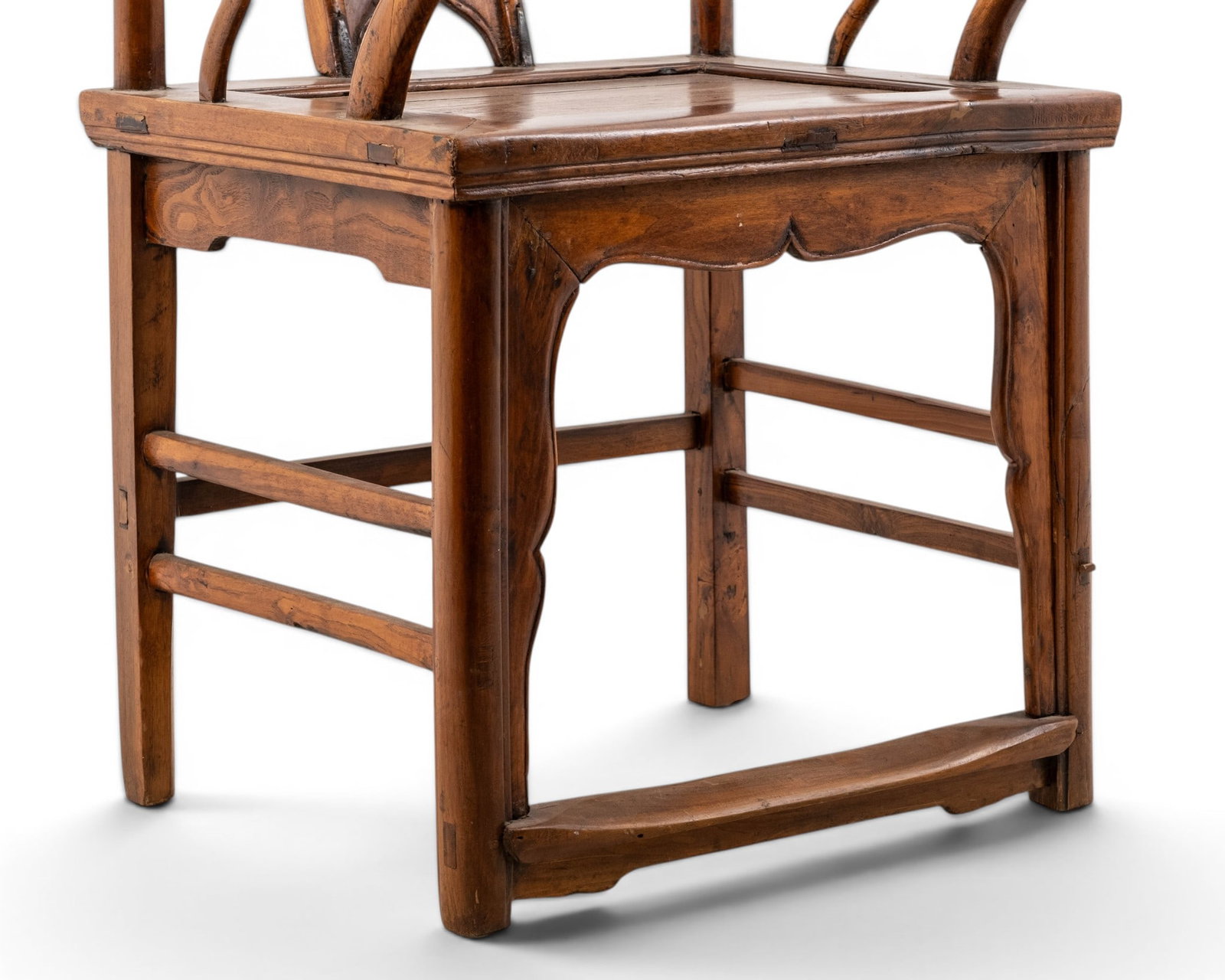Chinese Qing Dynasty Carved Wood Yoke-Back Armchair with Shou Symbol - 5