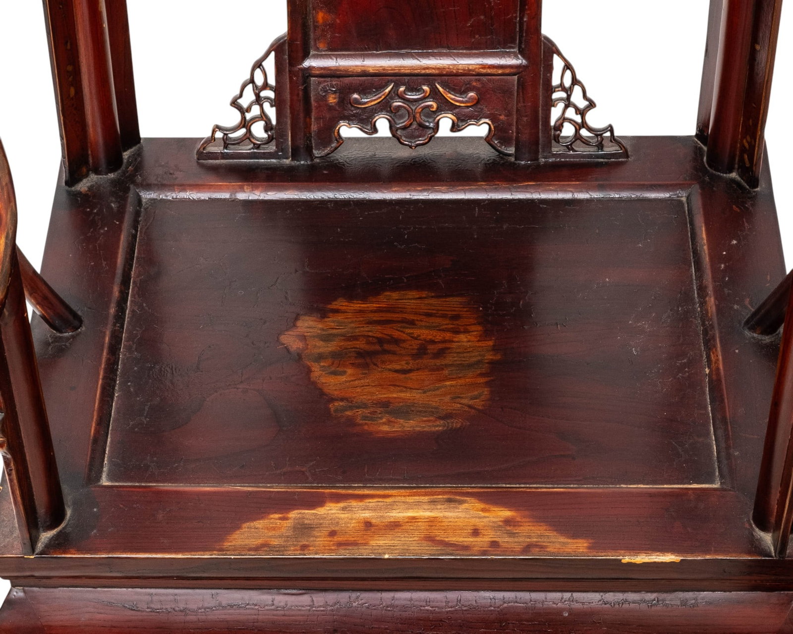 Pair of Chinese Huanghuali Style Carved Elm Horseshoe-Back Armchairs, 20th Century - 3