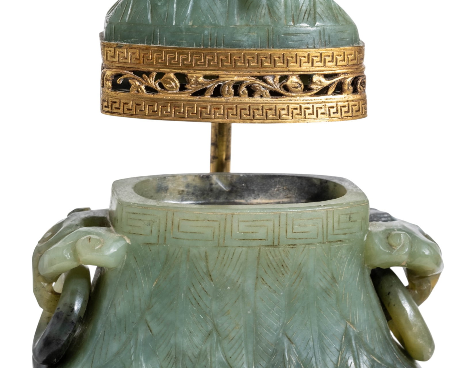 Chinese Qing Dynasty Archaic Style Carved Jade Vase Mounted as a Lamp - 5