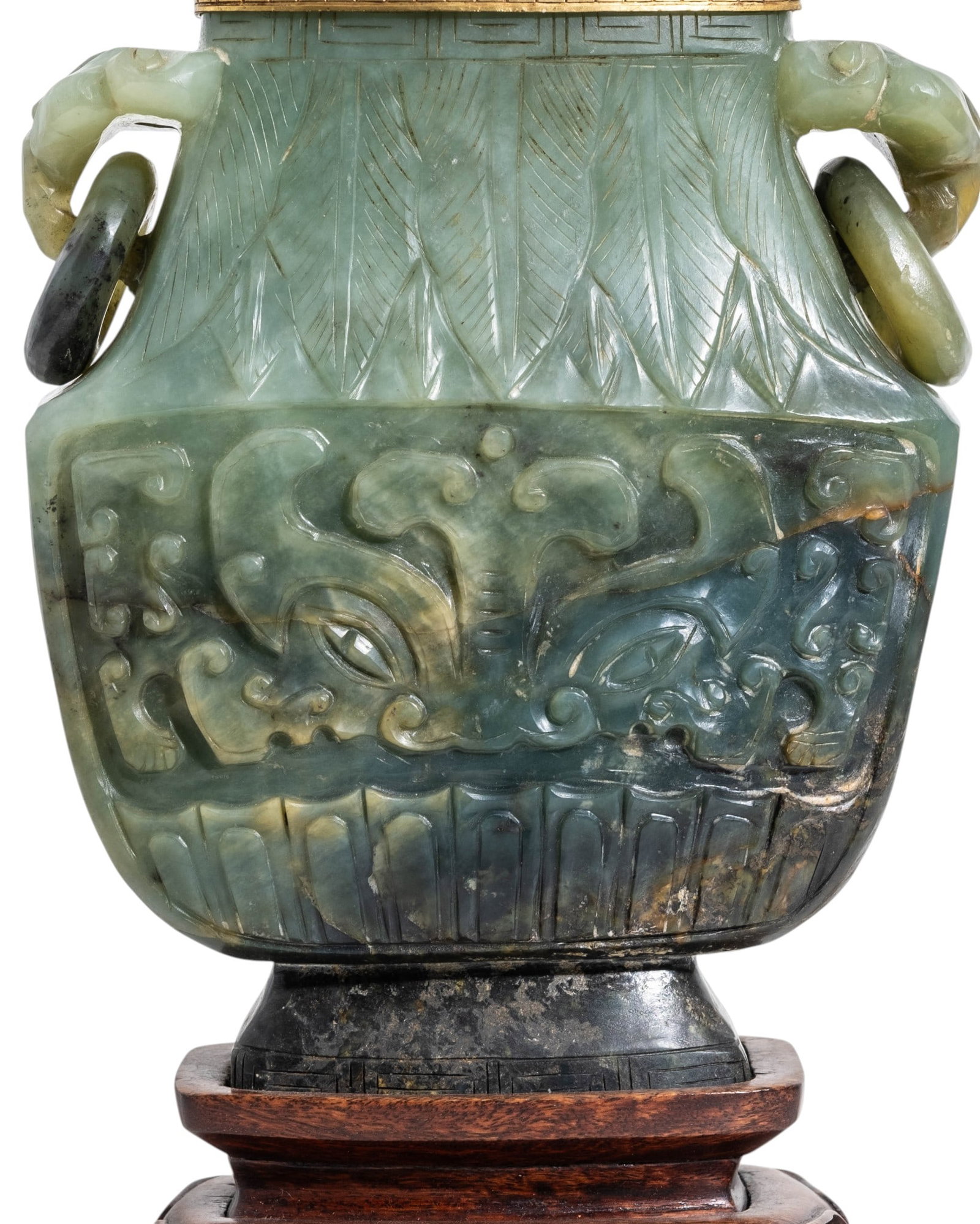 Chinese Qing Dynasty Archaic Style Carved Jade Vase Mounted as a Lamp - 7