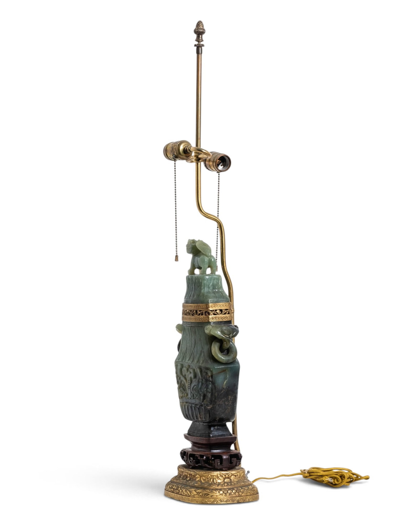 Chinese Qing Dynasty Archaic Style Carved Jade Vase Mounted as a Lamp - 9